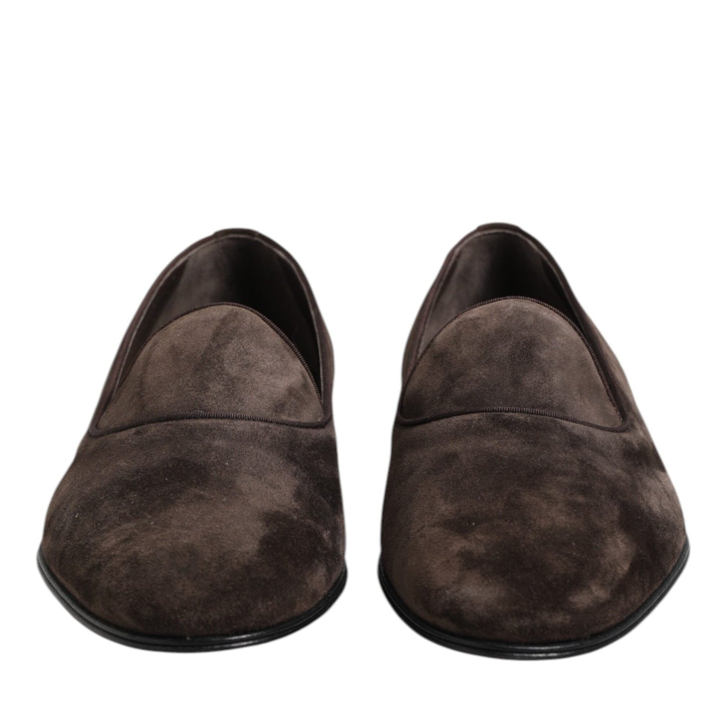 Dolce & Gabbana Brown Velvet Leather Slip On Loafers Shoes