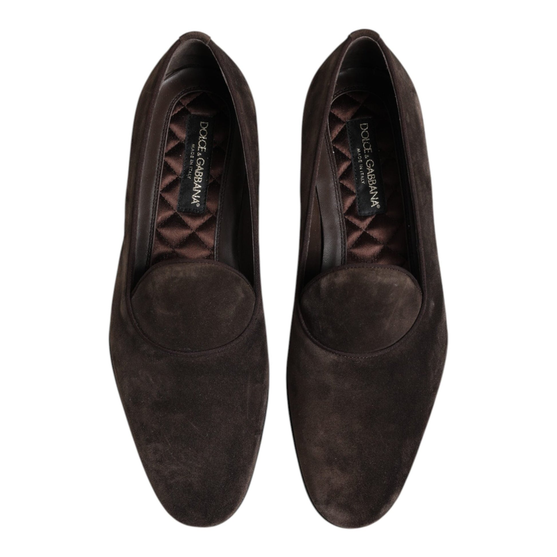 Dolce & Gabbana Brown Velvet Leather Slip On Loafers Shoes