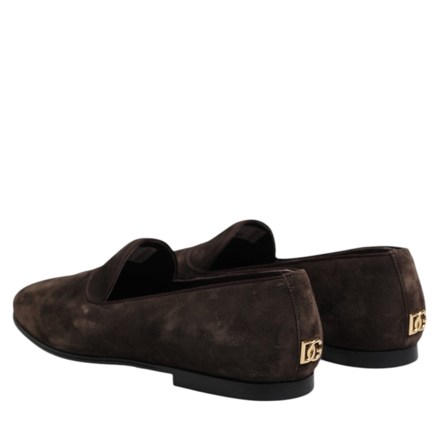 Dolce & Gabbana Brown Velvet Leather Slip On Loafers Shoes