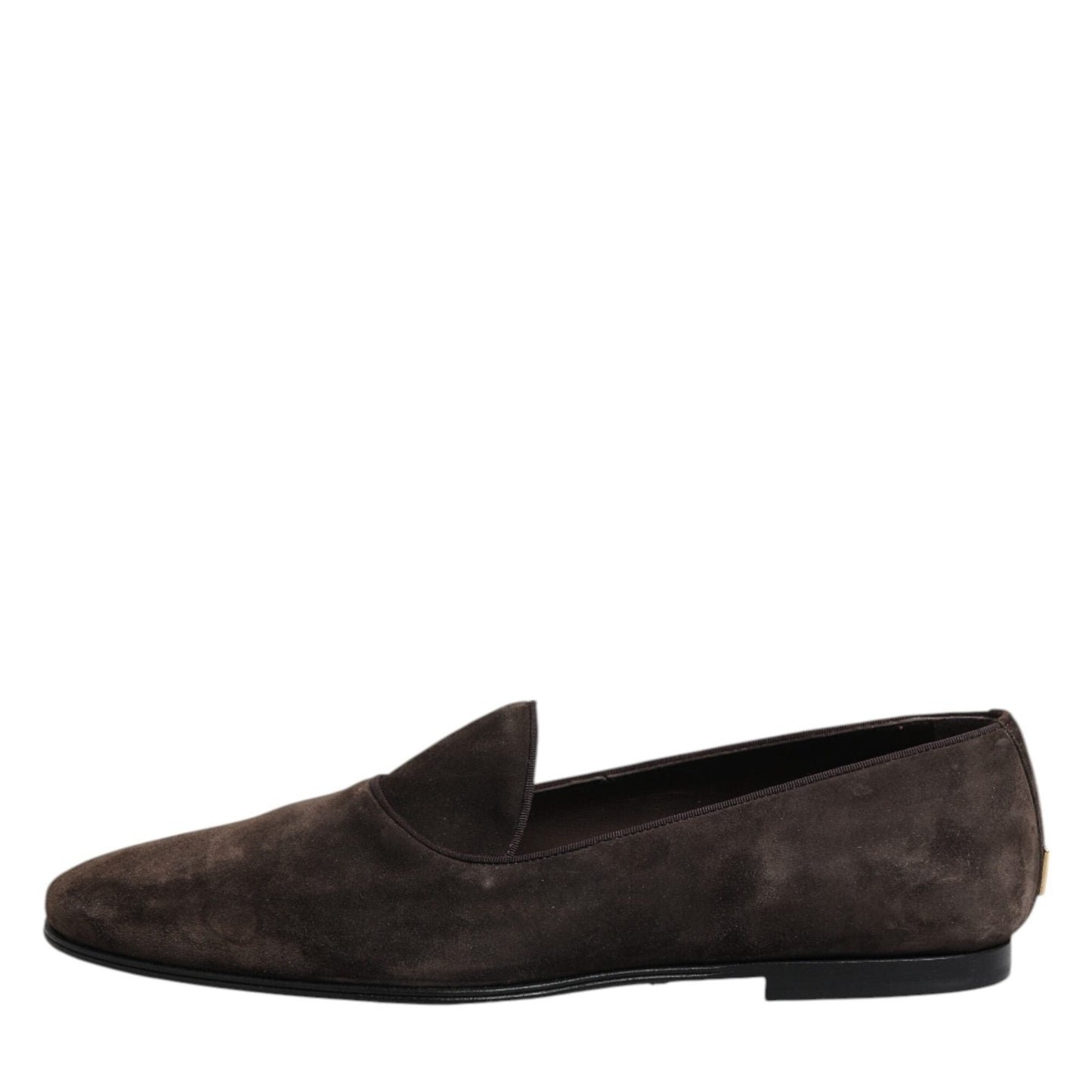 Dolce & Gabbana Brown Velvet Leather Slip On Loafers Shoes