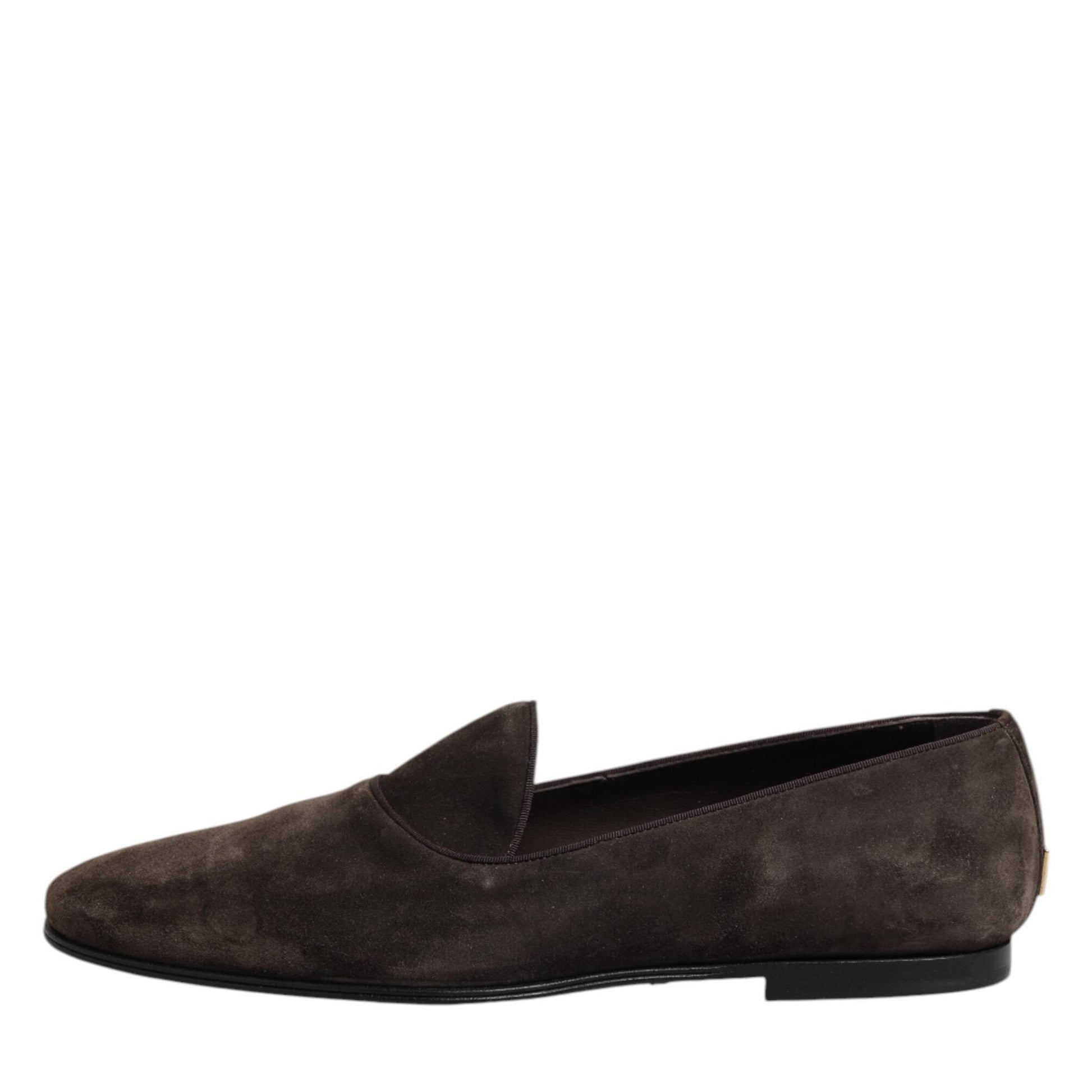 Dolce & Gabbana Brown Velvet Leather Slip On Loafers Shoes