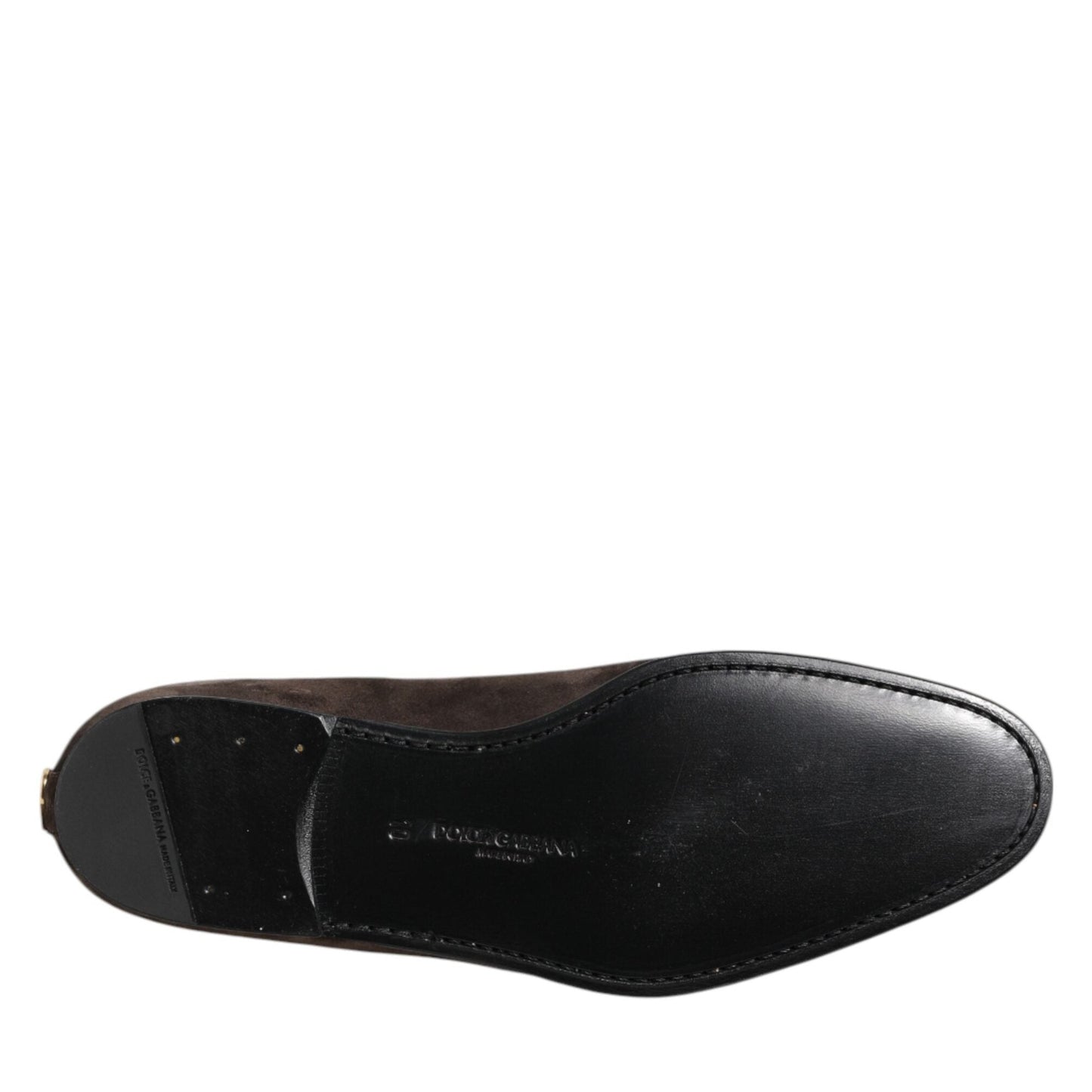 Dolce & Gabbana Brown Velvet Leather Slip On Loafers Shoes