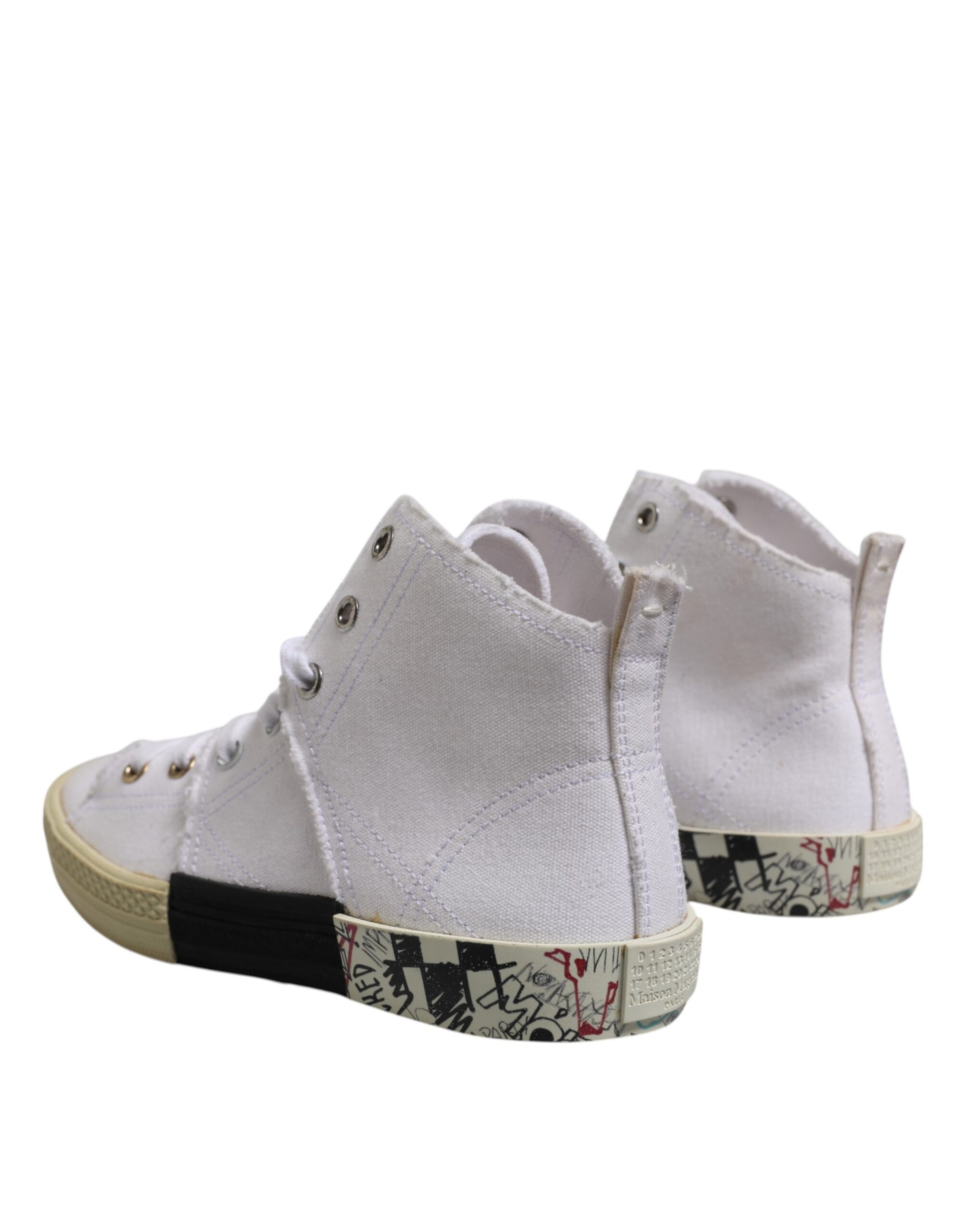 Maison Margiela White Lace Up Mid Top Women Sneakers Shoes Maison Margiela