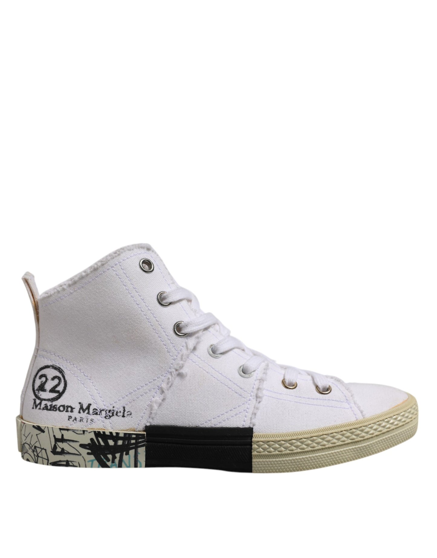 Maison Margiela White Lace Up Mid Top Women Sneakers Shoes Maison Margiela