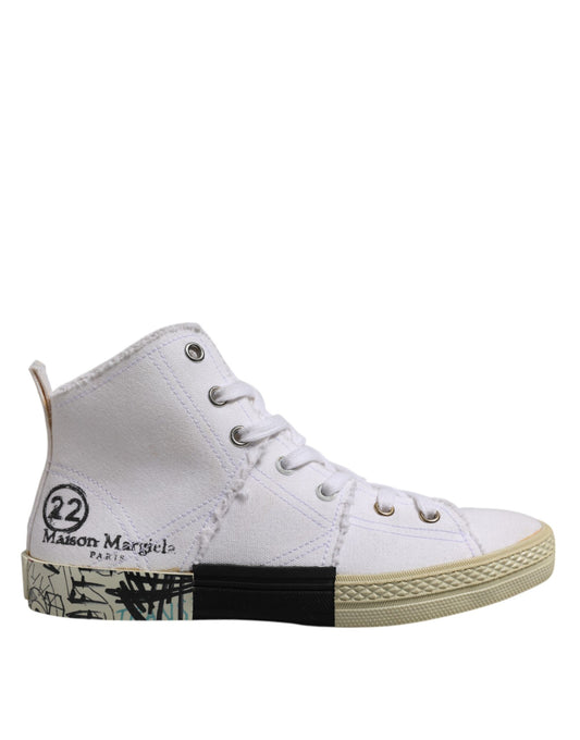 Maison Margiela White Lace Up Mid Top Women Sneakers Shoes Maison Margiela