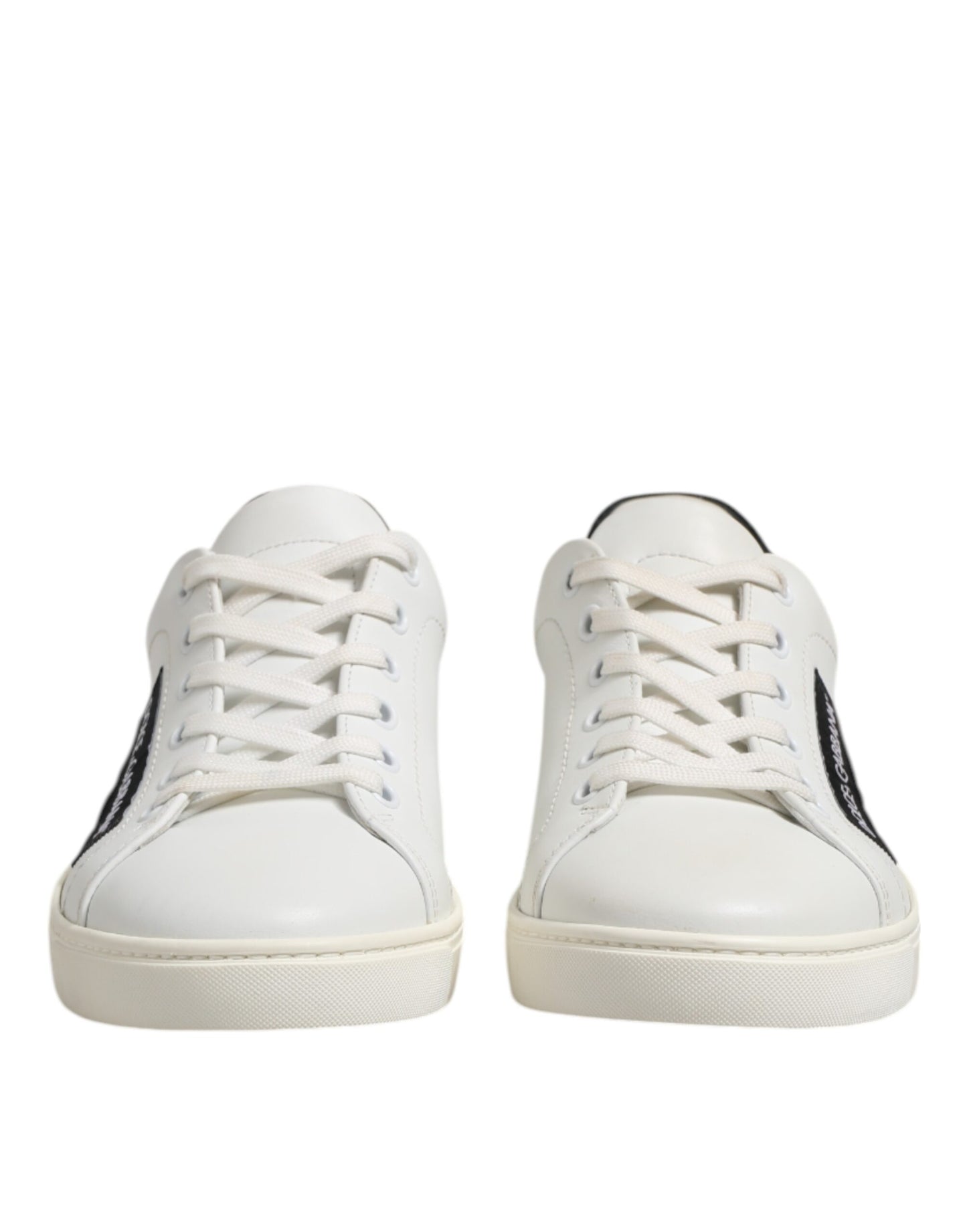 Dolce & Gabbana White Black Leather Lace Up Men Sneakers Shoes Dolce & Gabbana