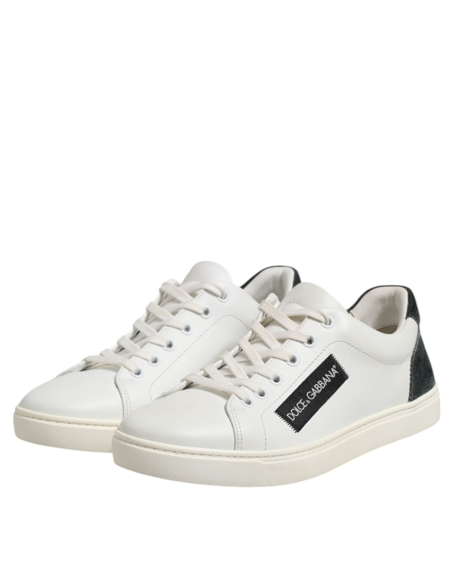 Dolce & Gabbana White Black Leather Lace Up Men Sneakers Shoes Dolce & Gabbana