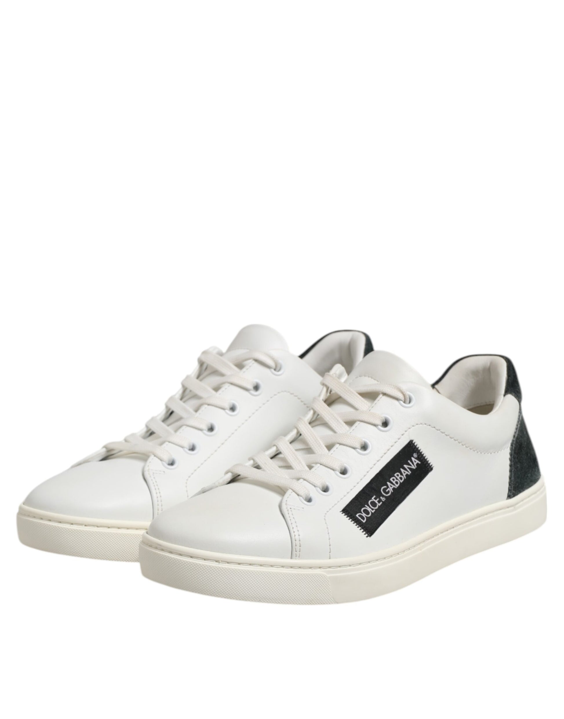 Dolce & Gabbana White Black Leather Lace Up Men Sneakers Shoes Dolce & Gabbana
