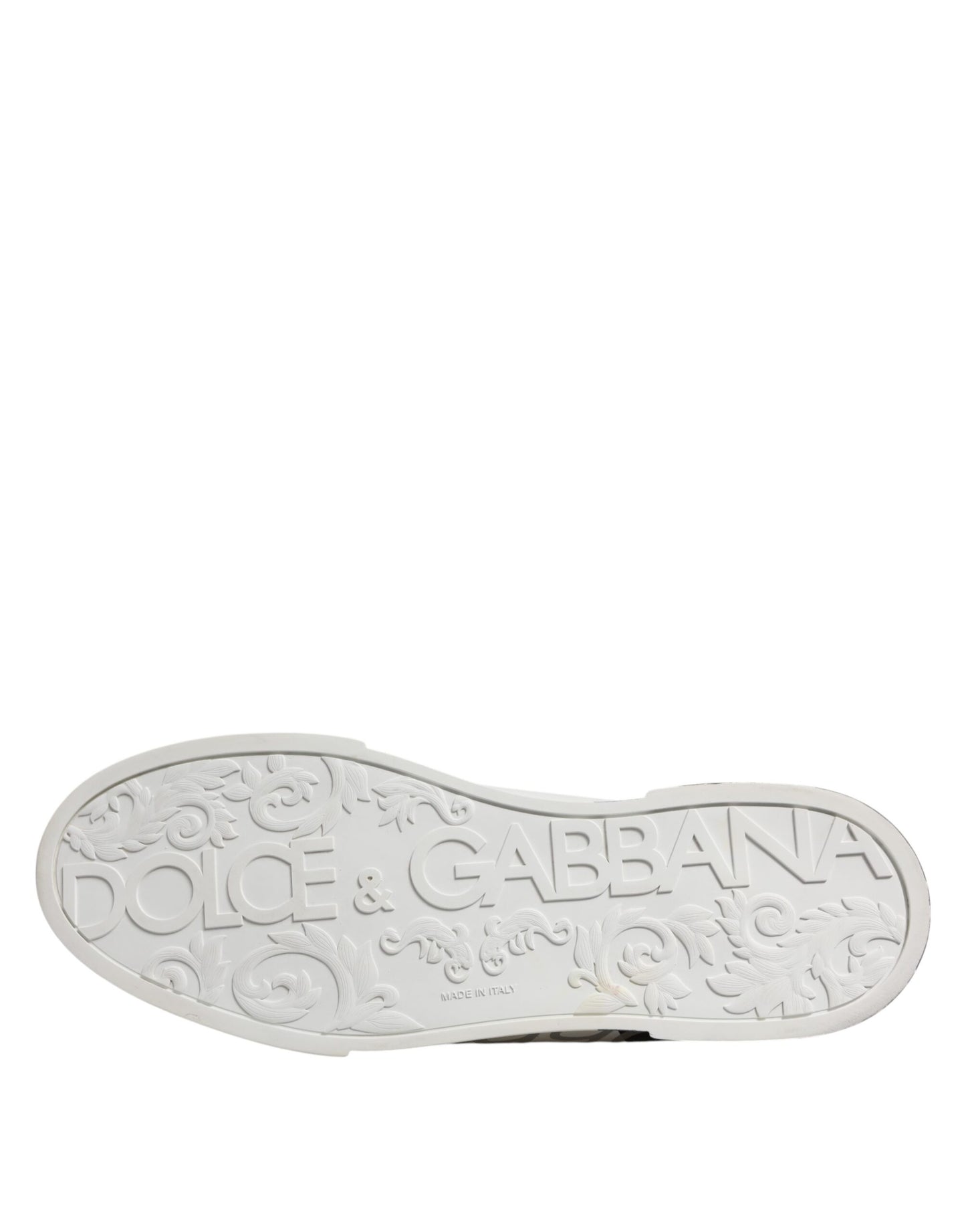Dolce & Gabbana White Black Logo Low Top Leather Sneakers Shoes Dolce & Gabbana