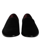 Dolce & Gabbana Black Velvet Slip On Loafers Formal Shoes