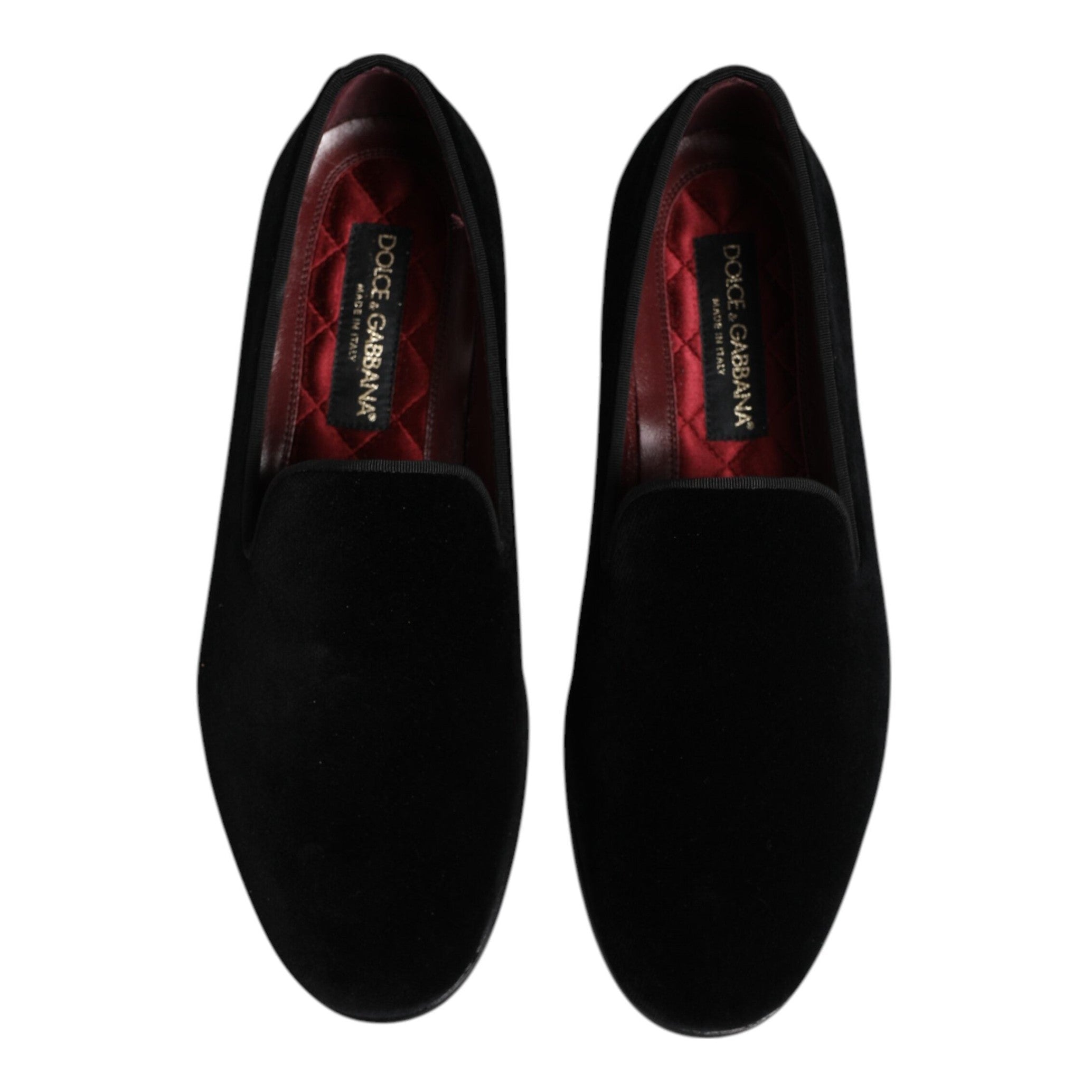 Dolce & Gabbana Black Velvet Slip On Loafers Formal Shoes