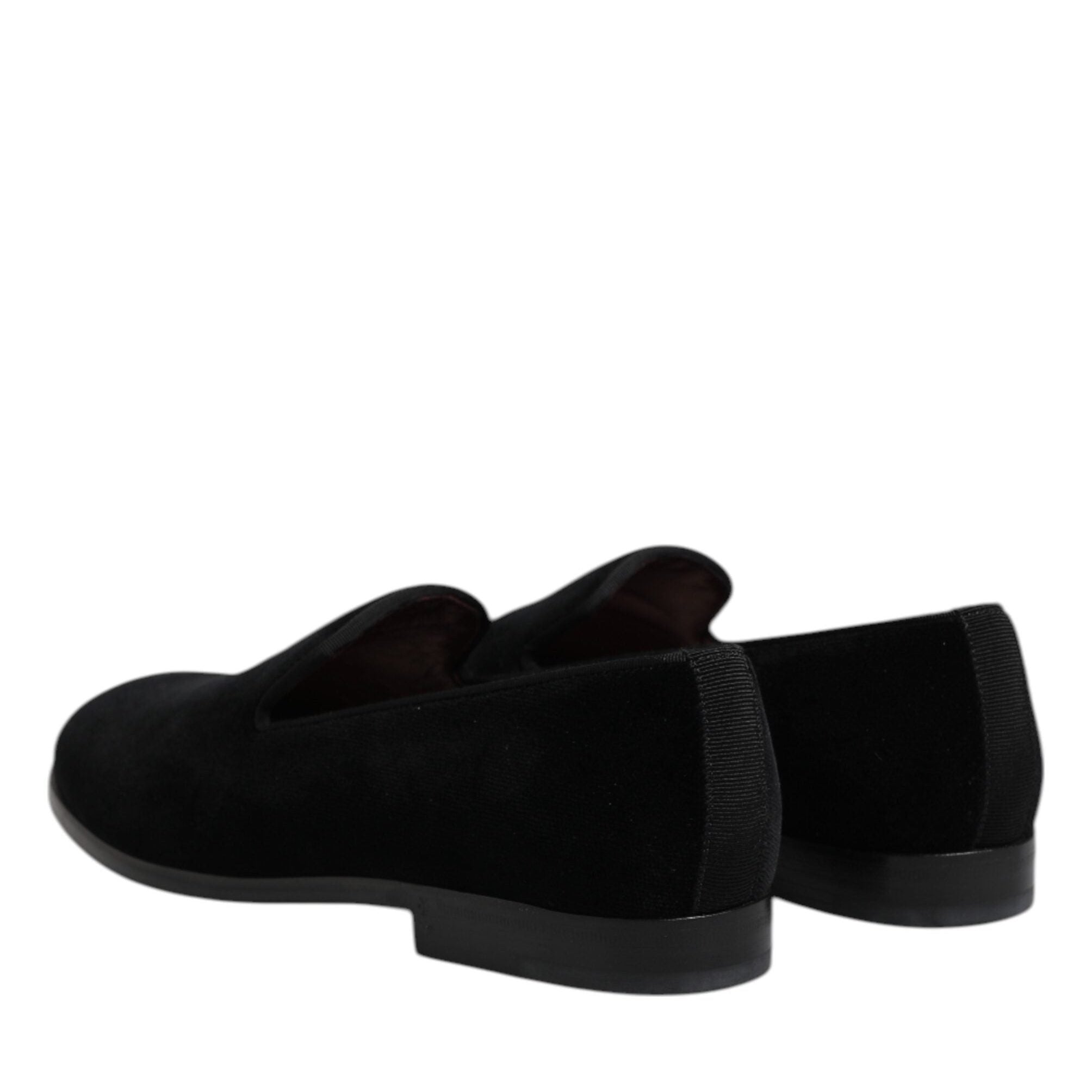 Dolce & Gabbana Black Velvet Slip On Loafers Formal Shoes