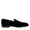 Dolce & Gabbana Black Velvet Slip On Loafers Formal Shoes