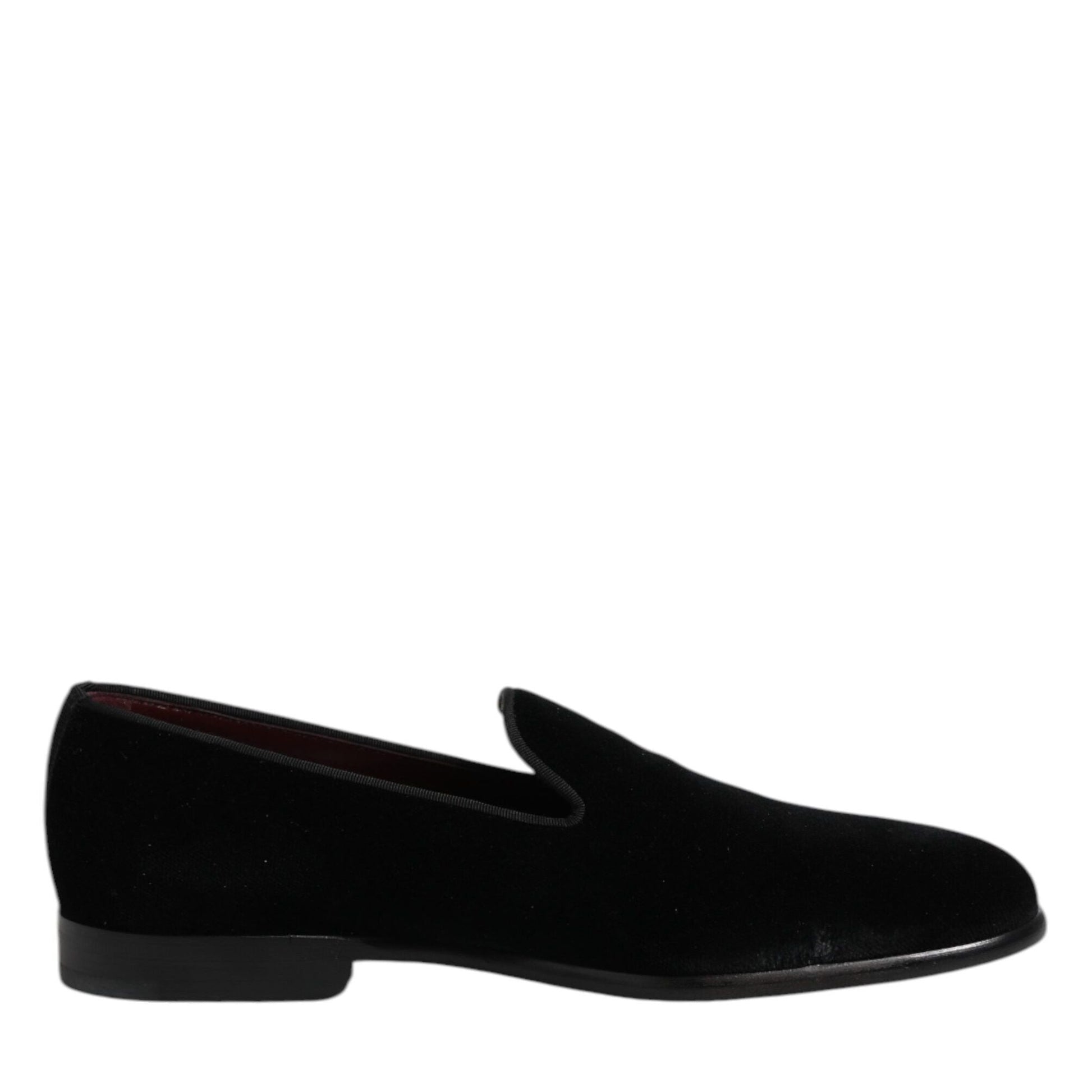 Dolce & Gabbana Black Velvet Slip On Loafers Formal Shoes Dolce & Gabbana