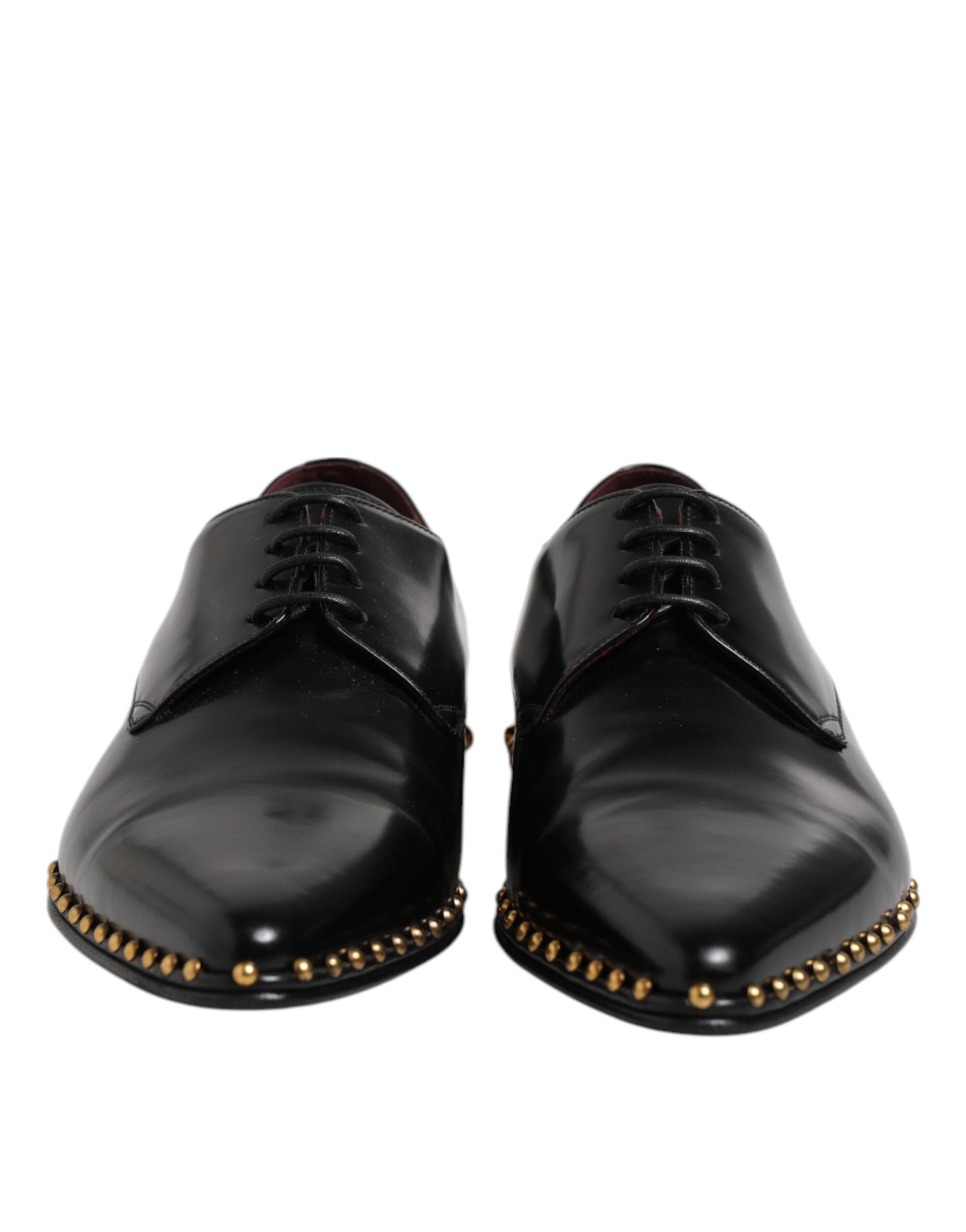Dolce & Gabbana Black Leather Studded Derby Men Dress Shoes Dolce & Gabbana