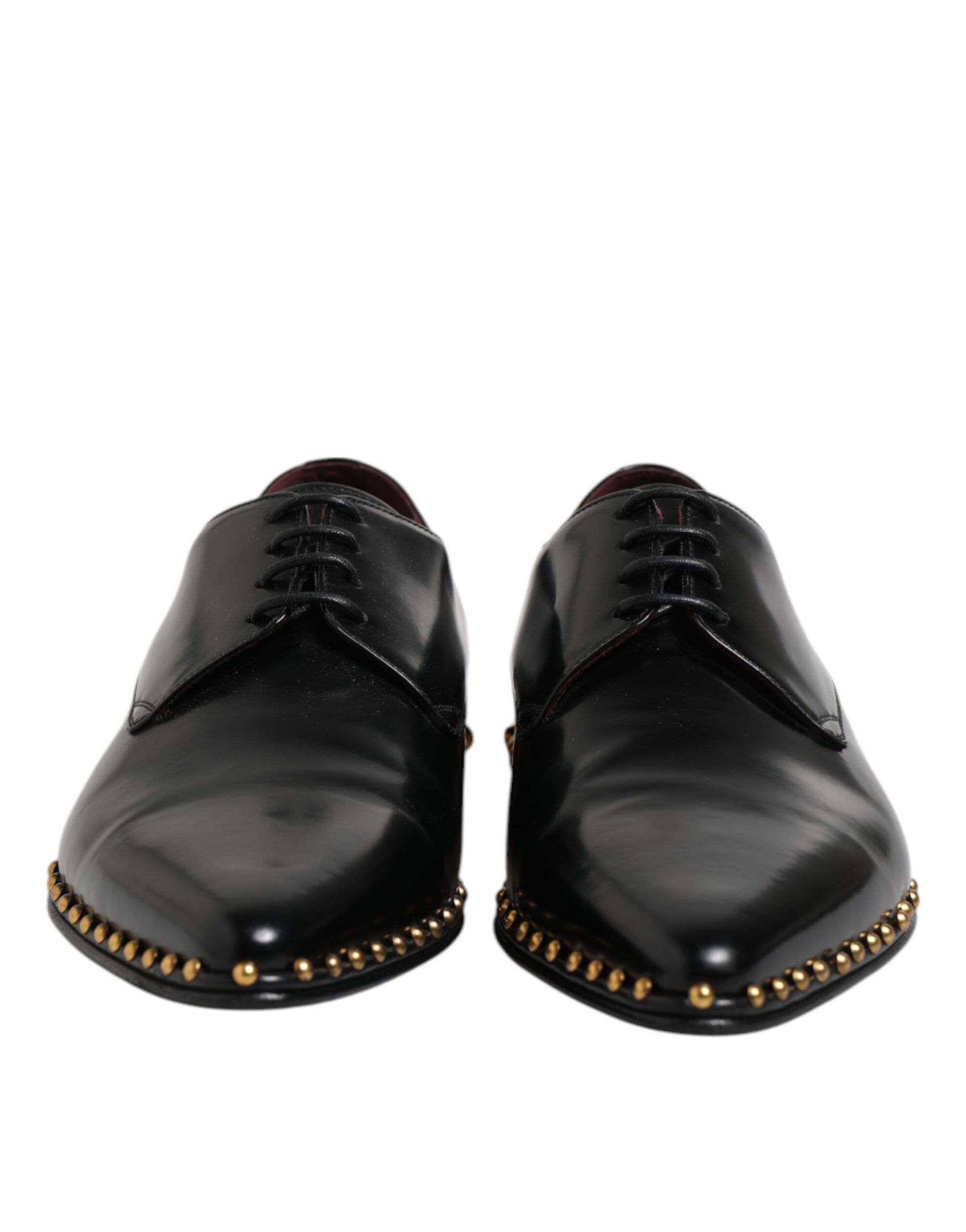 Dolce & Gabbana Black Leather Studded Derby Men Dress Shoes Dolce & Gabbana