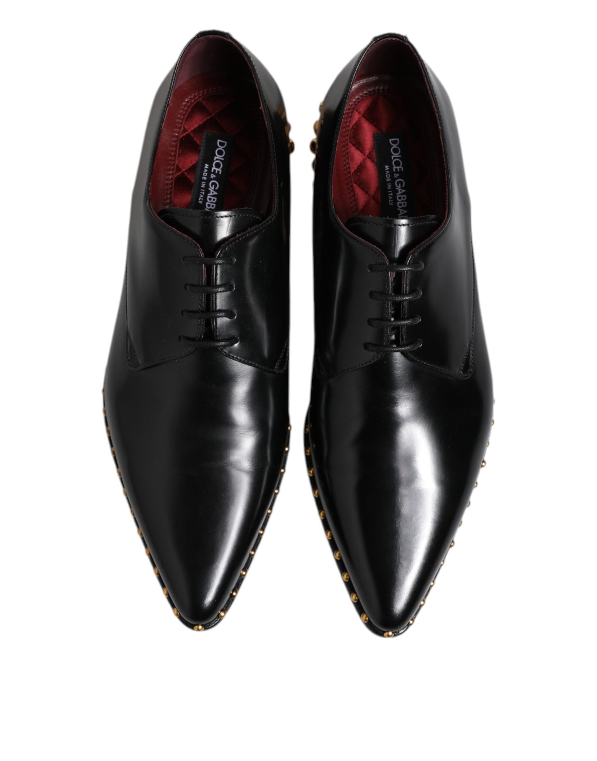 Dolce & Gabbana Black Leather Studded Derby Men Dress Shoes Dolce & Gabbana