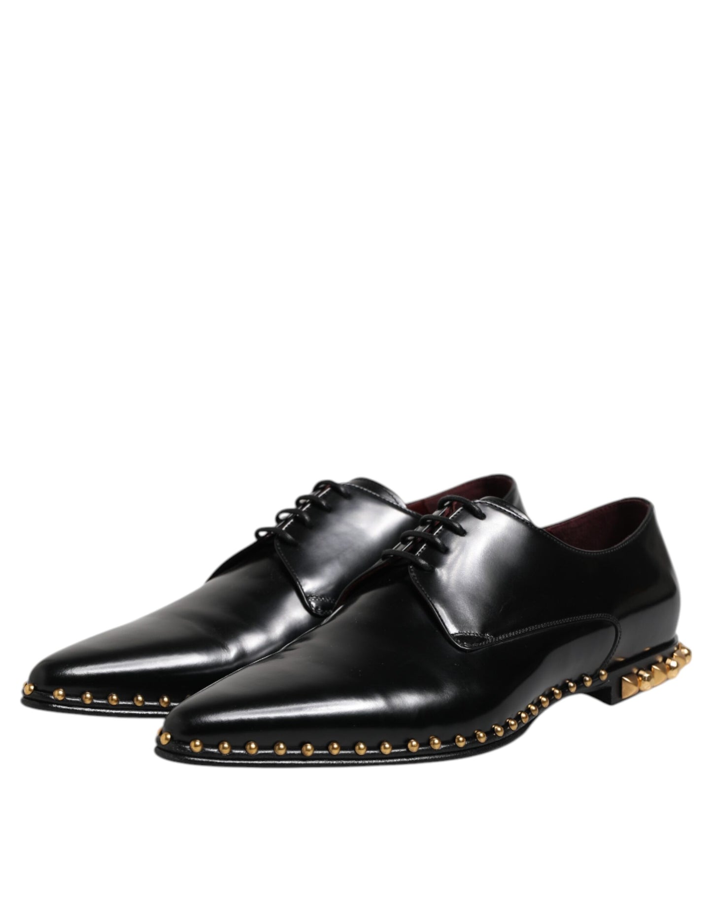 Dolce & Gabbana Black Leather Studded Derby Men Dress Shoes Dolce & Gabbana