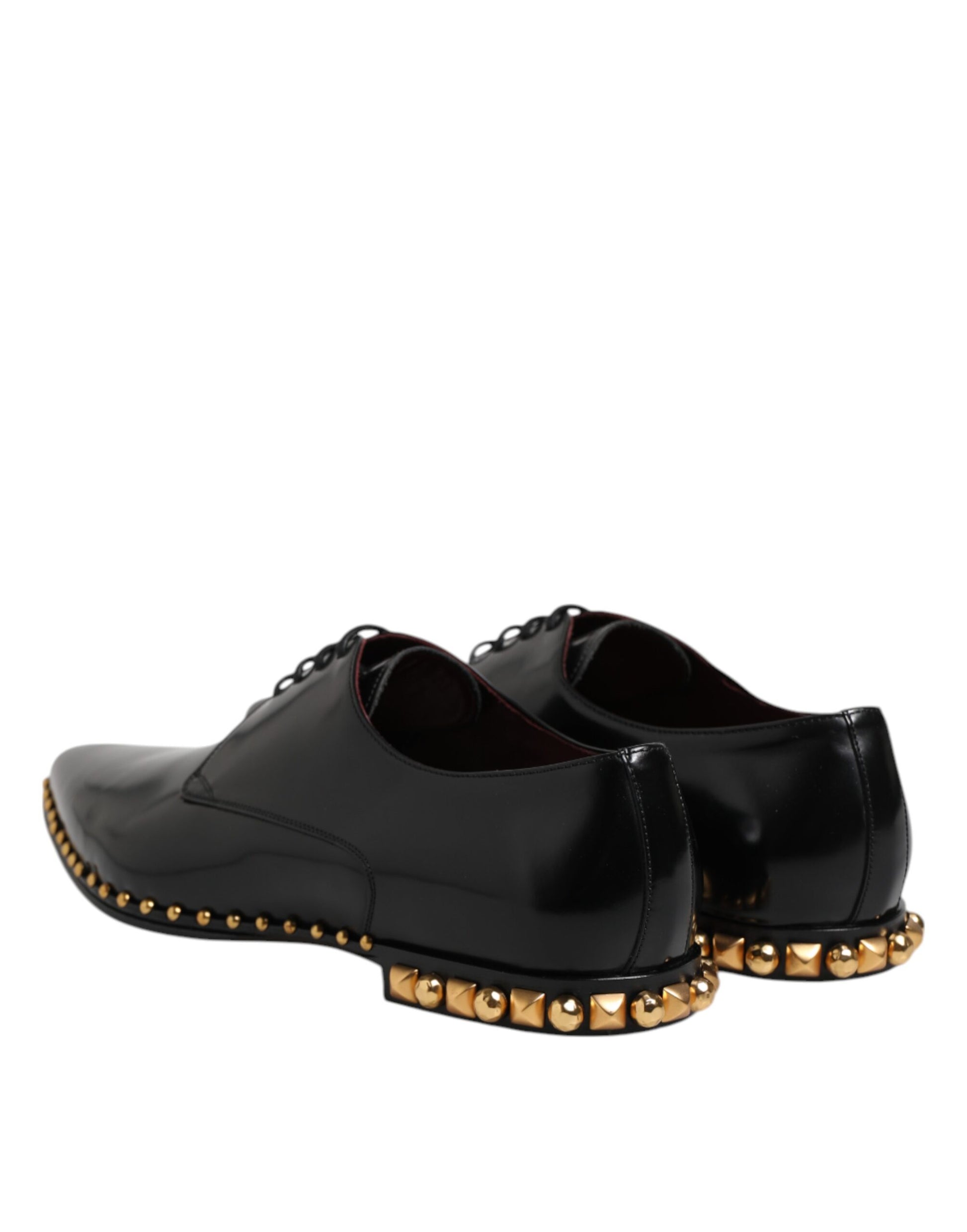 Dolce & Gabbana Black Leather Studded Derby Men Dress Shoes Dolce & Gabbana