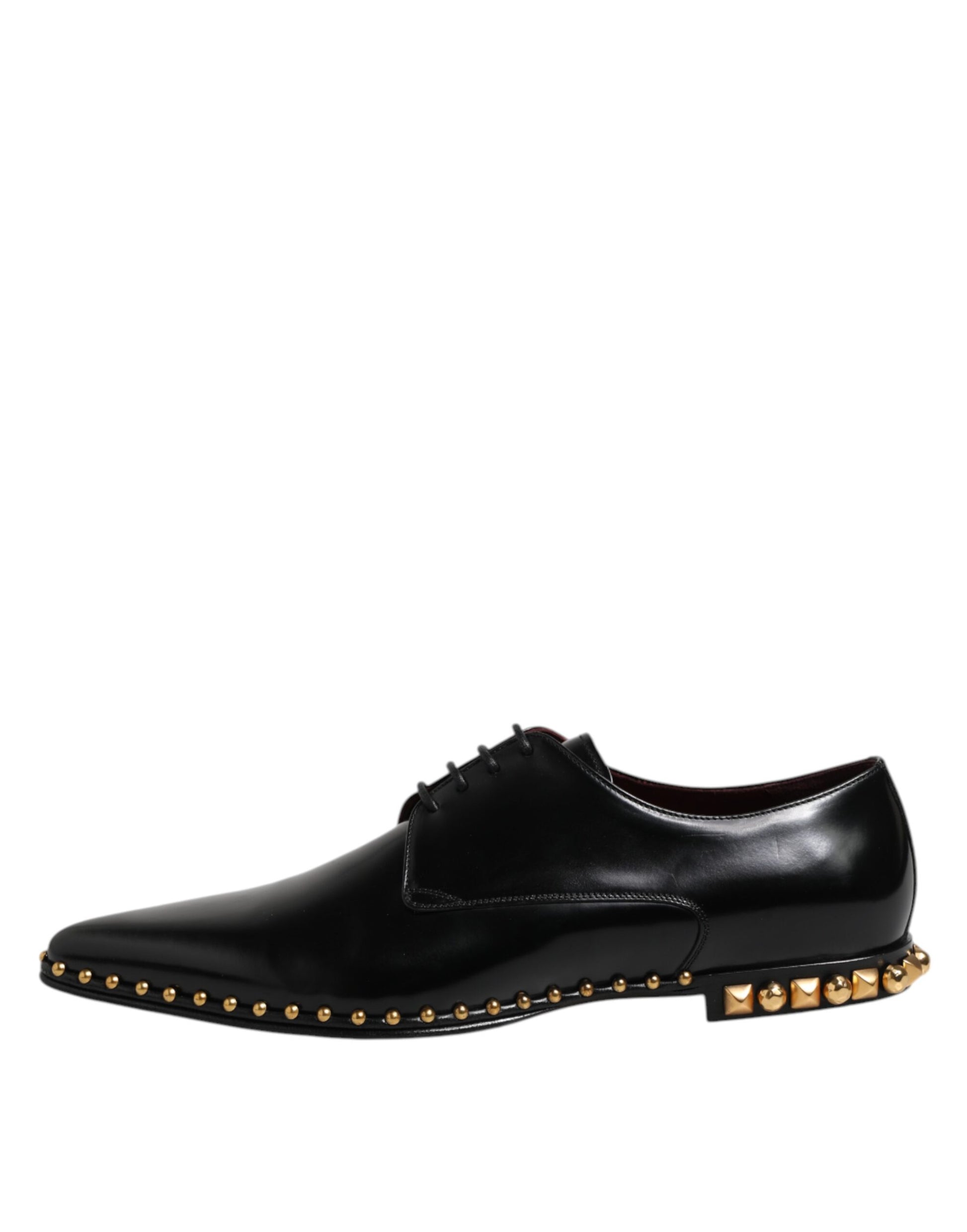 Dolce & Gabbana Black Leather Studded Derby Men Dress Shoes Dolce & Gabbana