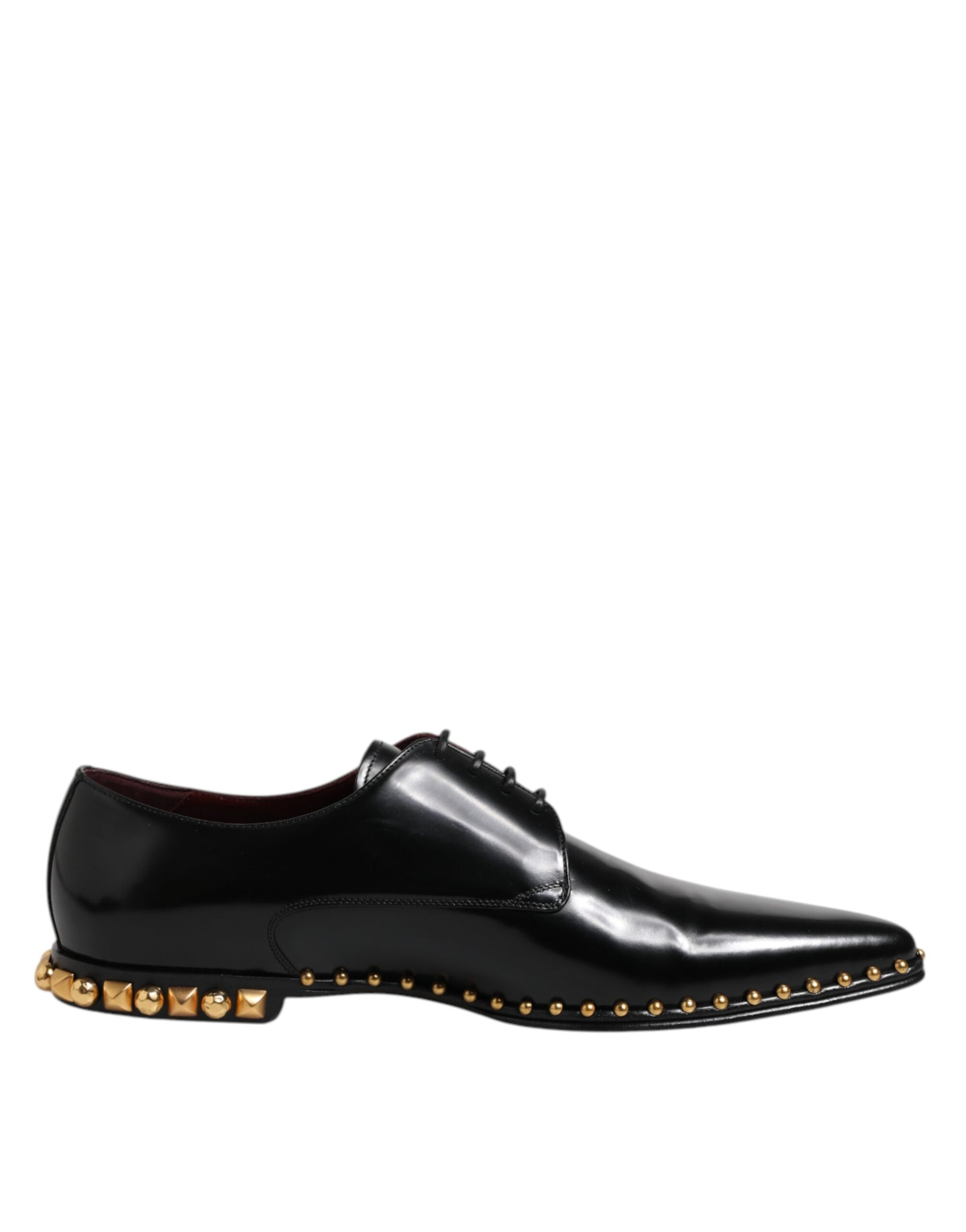 Dolce & Gabbana Black Leather Studded Derby Men Dress Shoes Dolce & Gabbana