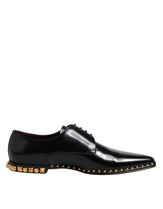 Dolce & Gabbana Black Leather Studded Derby Men Dress Shoes Dolce & Gabbana