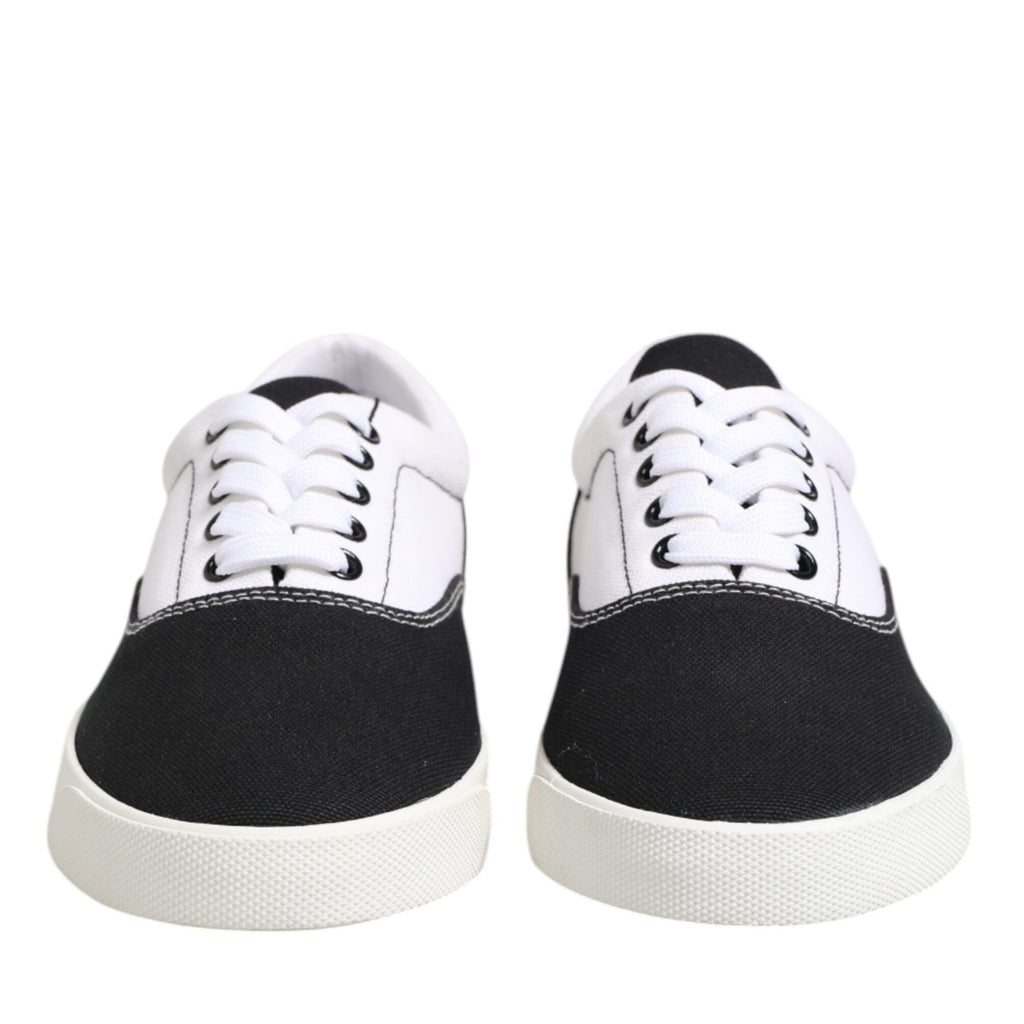 Dolce & Gabbana Black Cotton Canvas Lace Up Men Sneakers Shoes