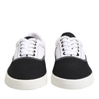 Dolce & Gabbana Black Cotton Canvas Lace Up Men Sneakers Shoes