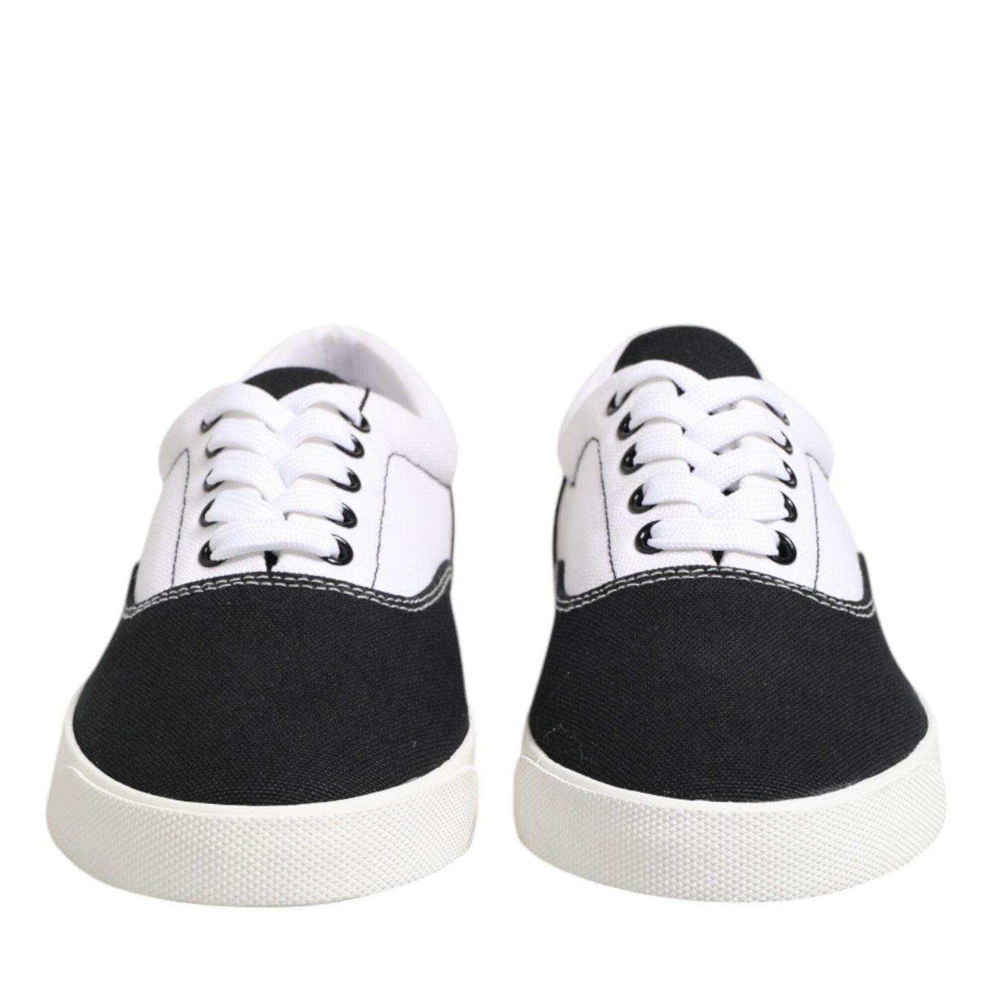 Dolce & Gabbana Black Cotton Canvas Lace Up Men Sneakers Shoes