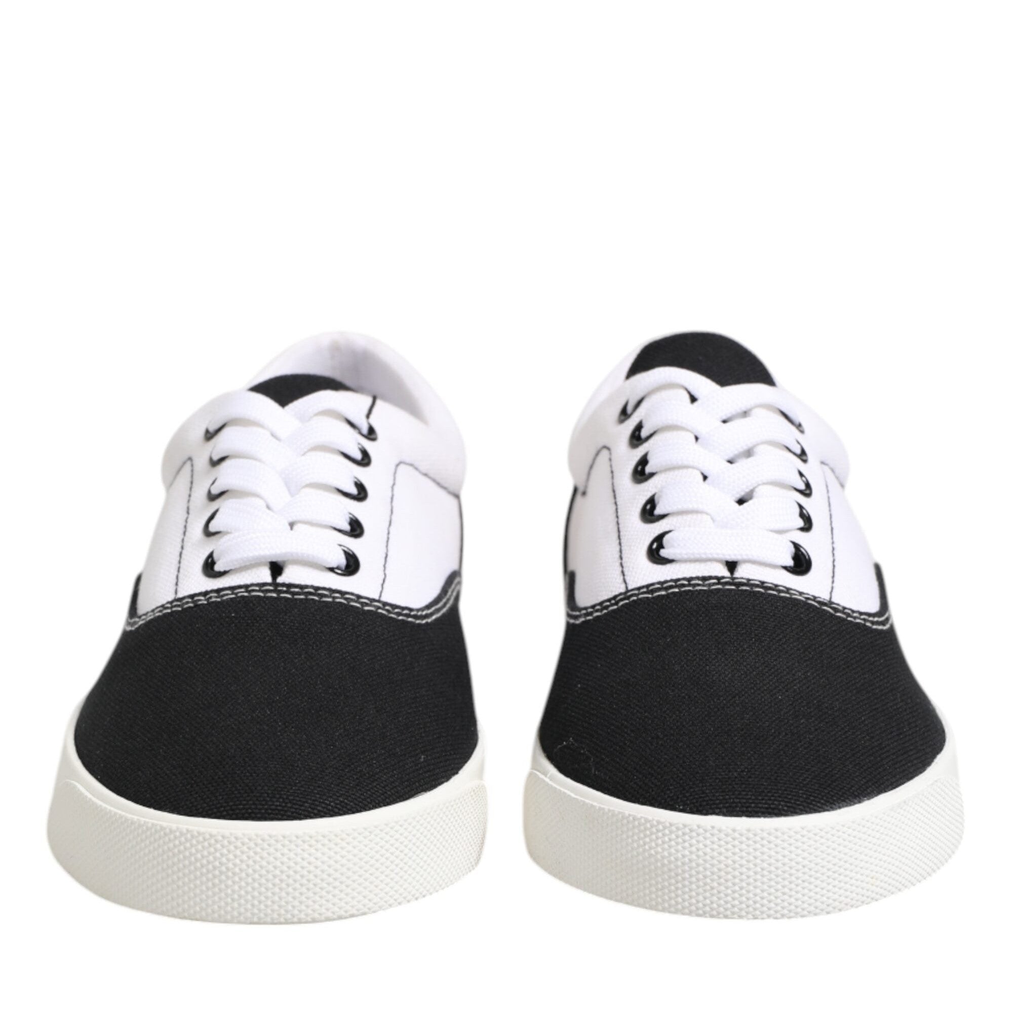 Dolce & Gabbana Black Cotton Canvas Lace Up Men Sneakers Shoes