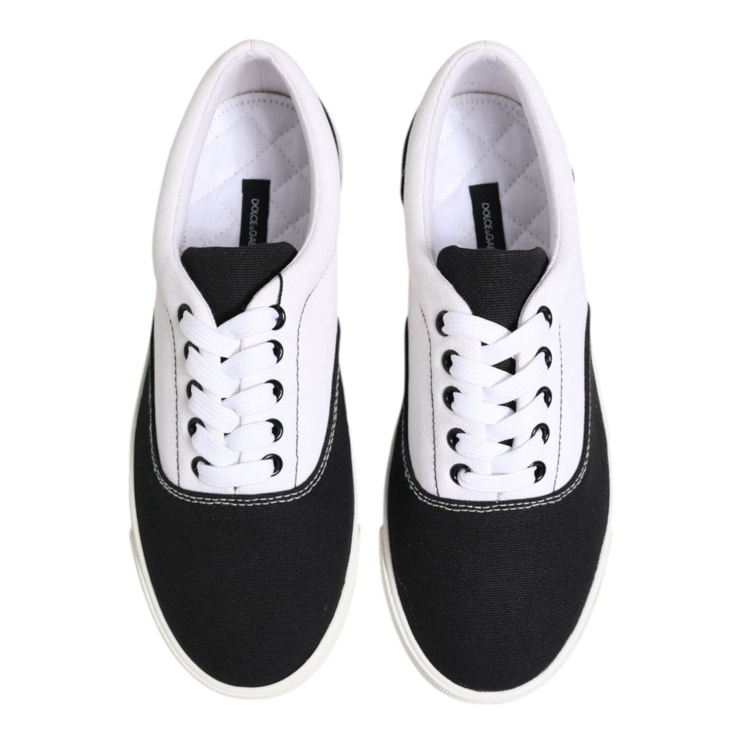 Dolce & Gabbana Black Cotton Canvas Lace Up Men Sneakers Shoes