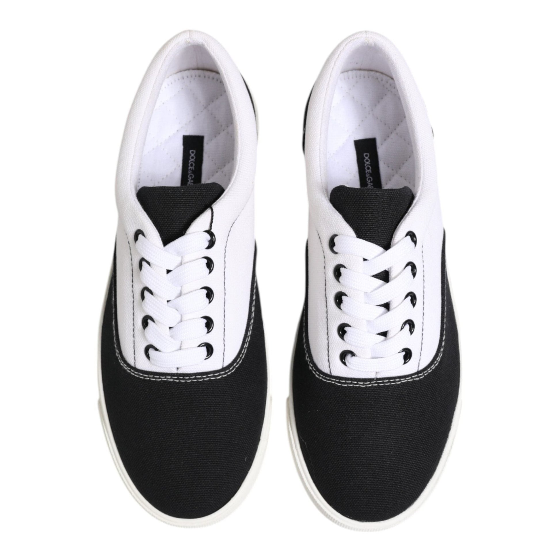 Dolce & Gabbana Black Cotton Canvas Lace Up Men Sneakers Shoes
