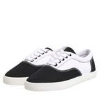 Dolce & Gabbana Black Cotton Canvas Lace Up Men Sneakers Shoes