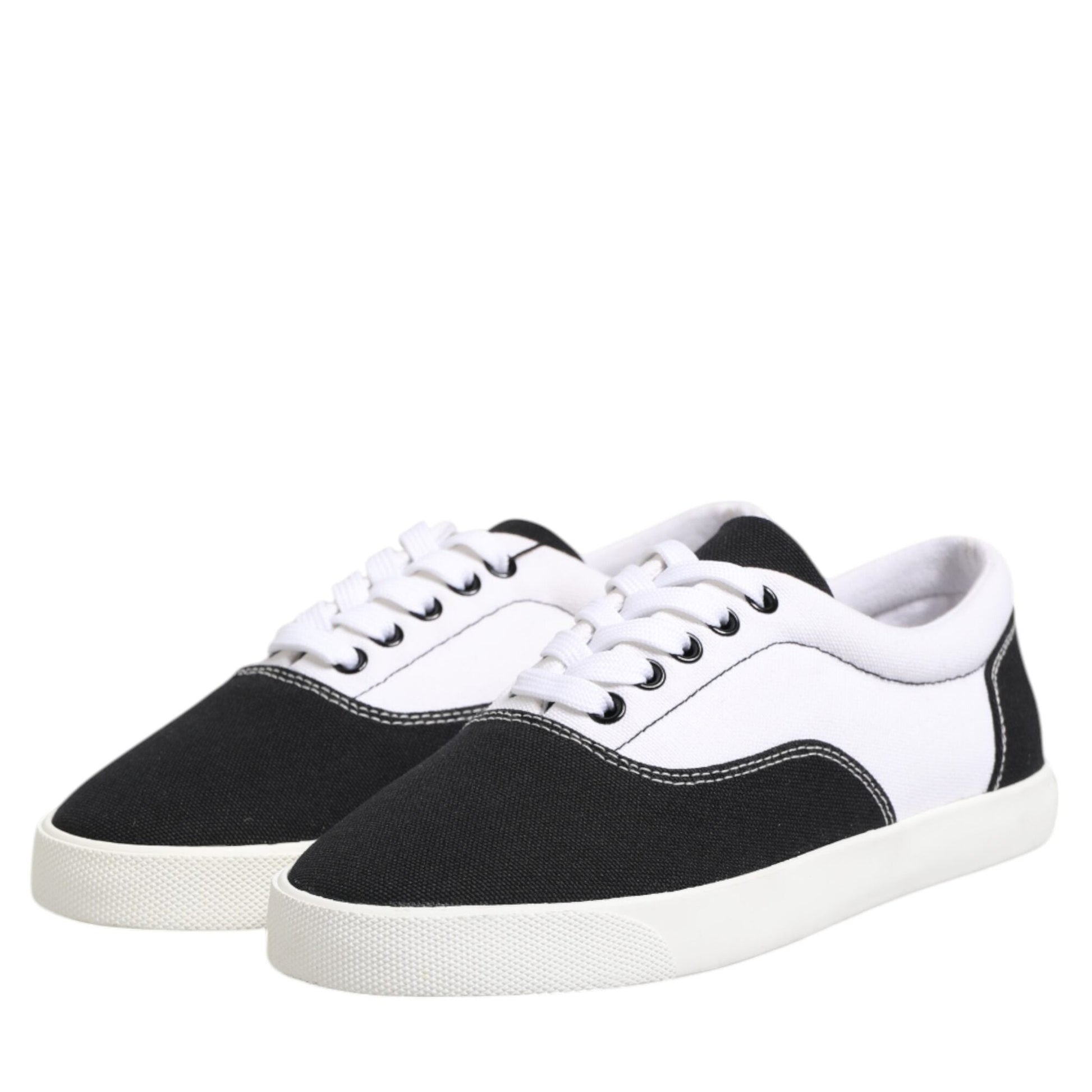 Dolce & Gabbana Black Cotton Canvas Lace Up Men Sneakers Shoes