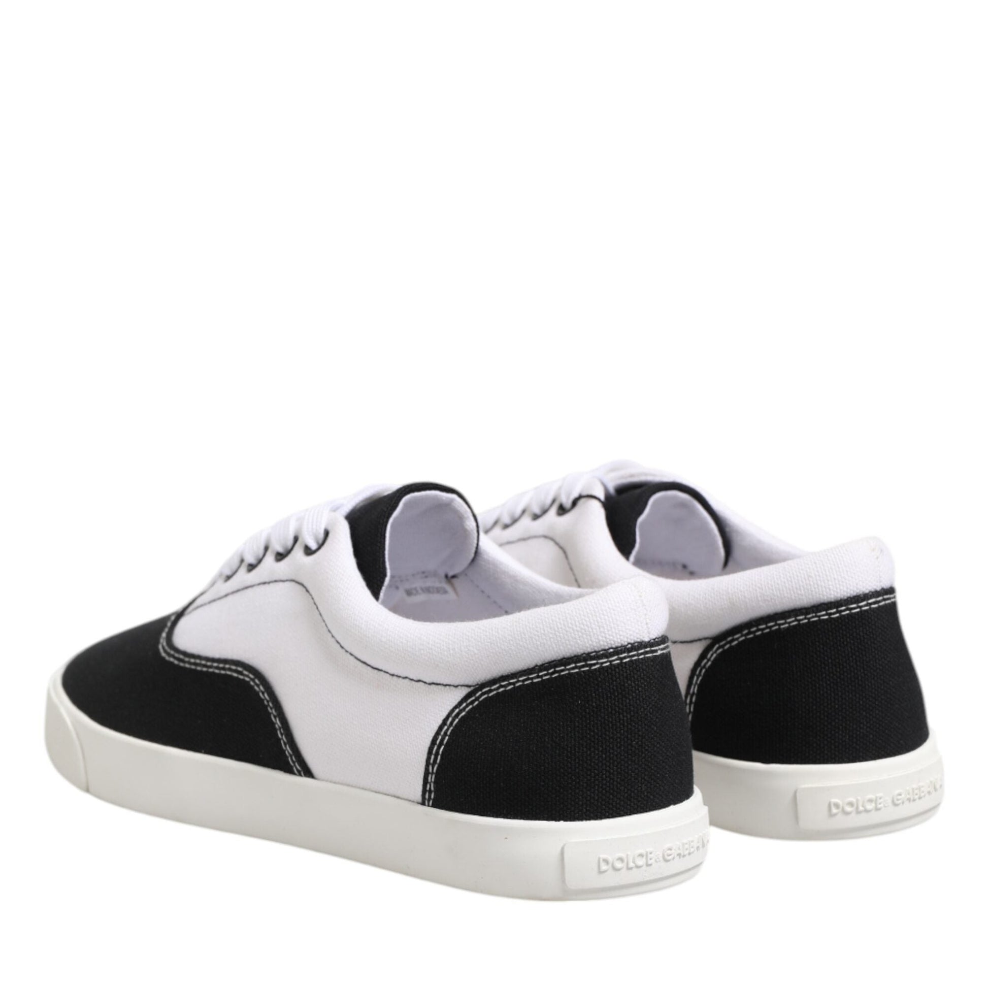 Dolce & Gabbana Black Cotton Canvas Lace Up Men Sneakers Shoes