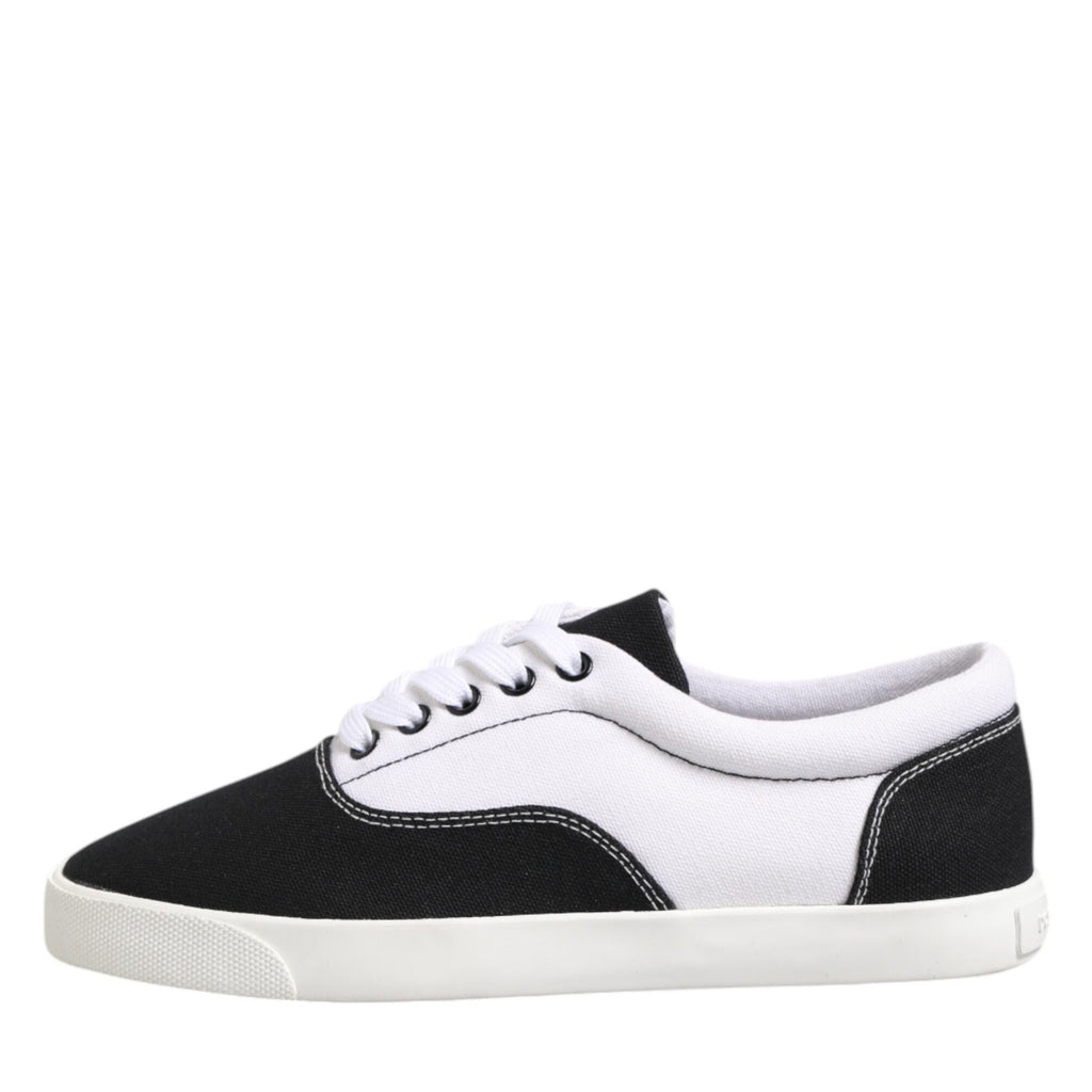 Dolce & Gabbana Black Cotton Canvas Lace Up Men Sneakers Shoes