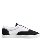 Dolce & Gabbana Black Cotton Canvas Lace Up Men Sneakers Shoes