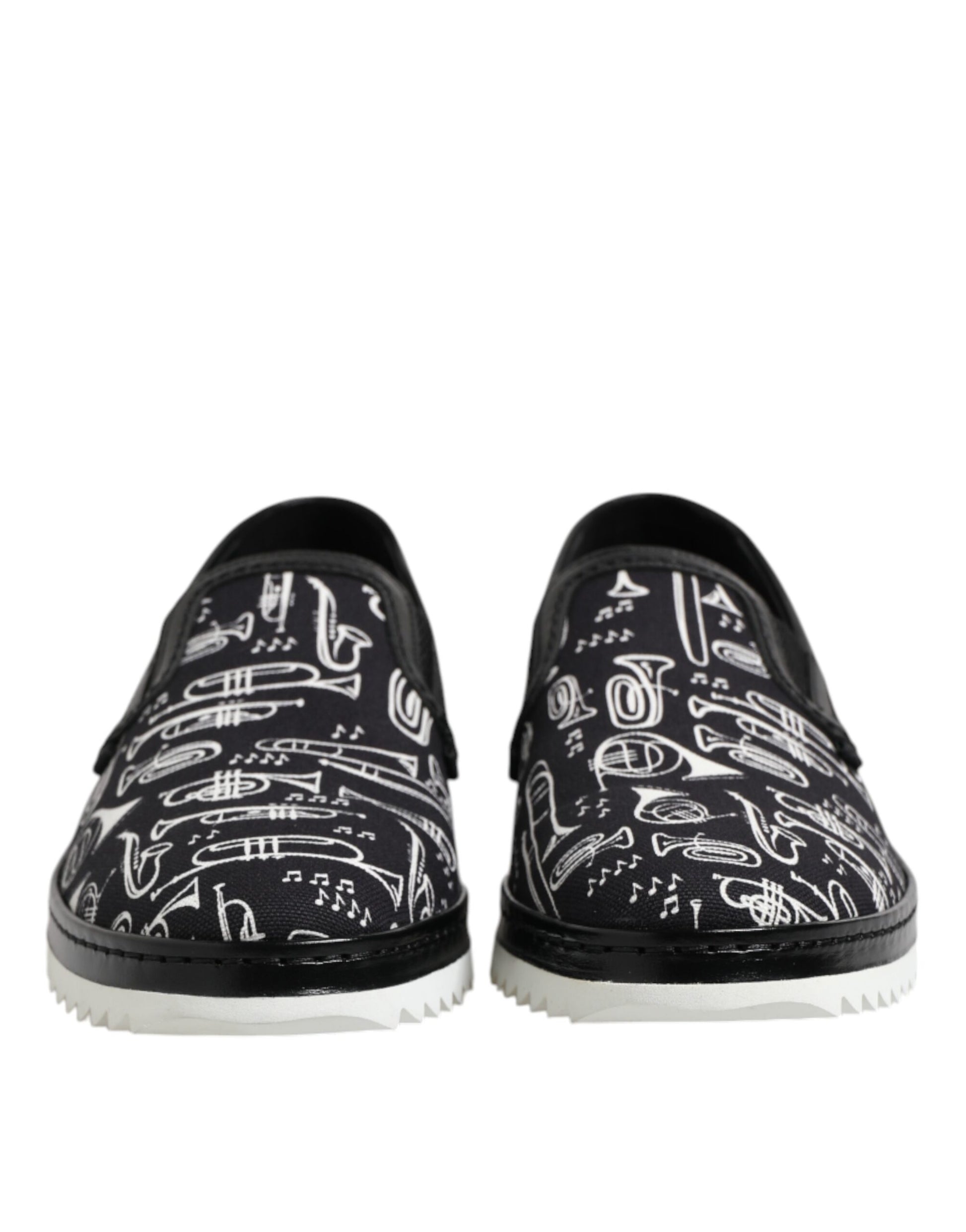 Dolce & Gabbana Black Slip On Printed Men Loafers Shoes Dolce & Gabbana