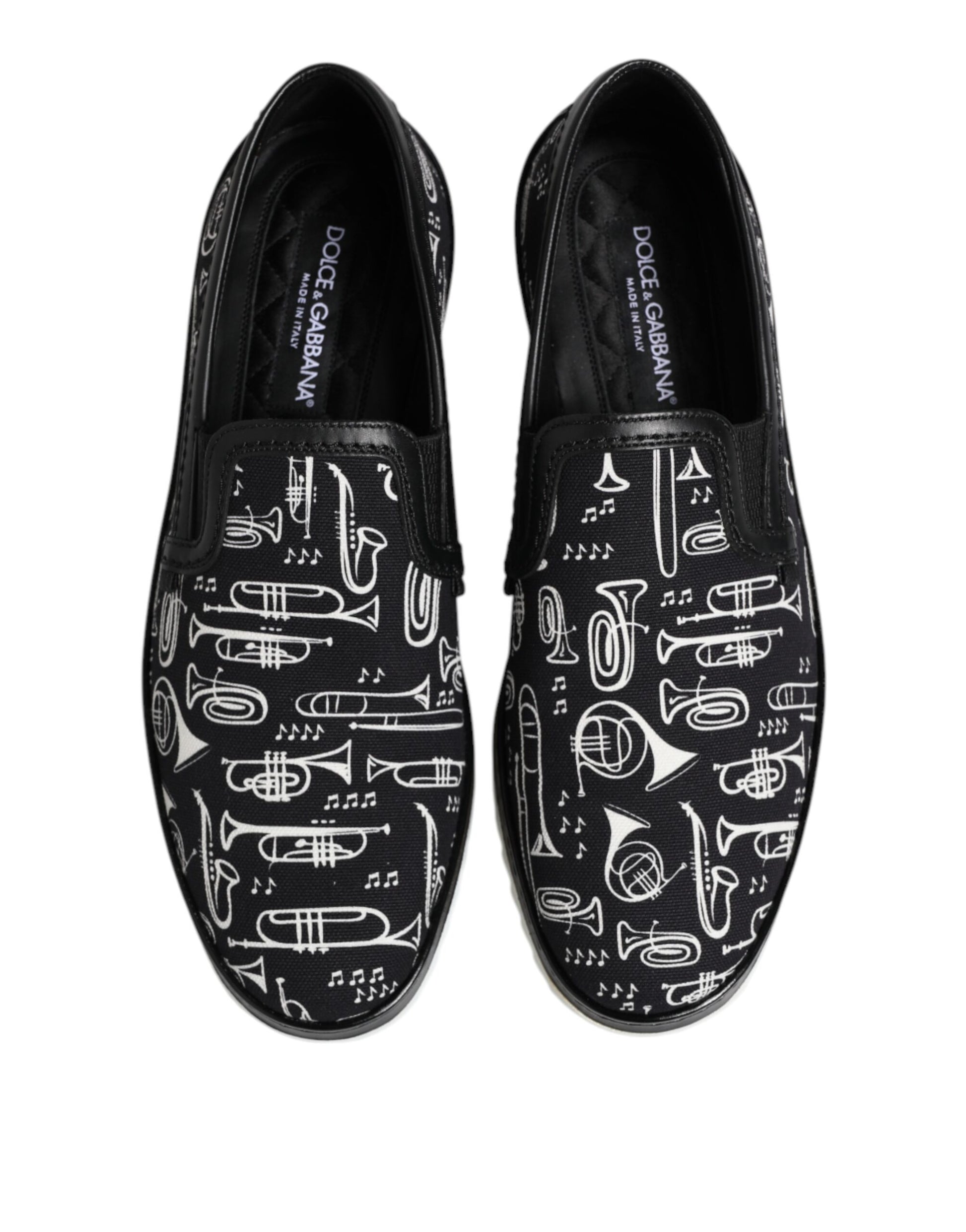 Dolce & Gabbana Black Slip On Printed Men Loafers Shoes Dolce & Gabbana