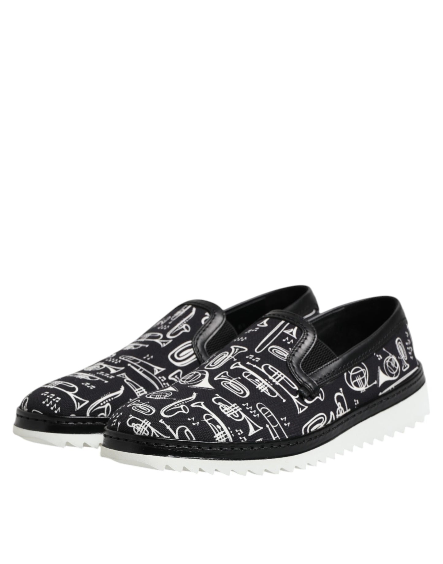 Dolce & Gabbana Black Slip On Printed Men Loafers Shoes Dolce & Gabbana