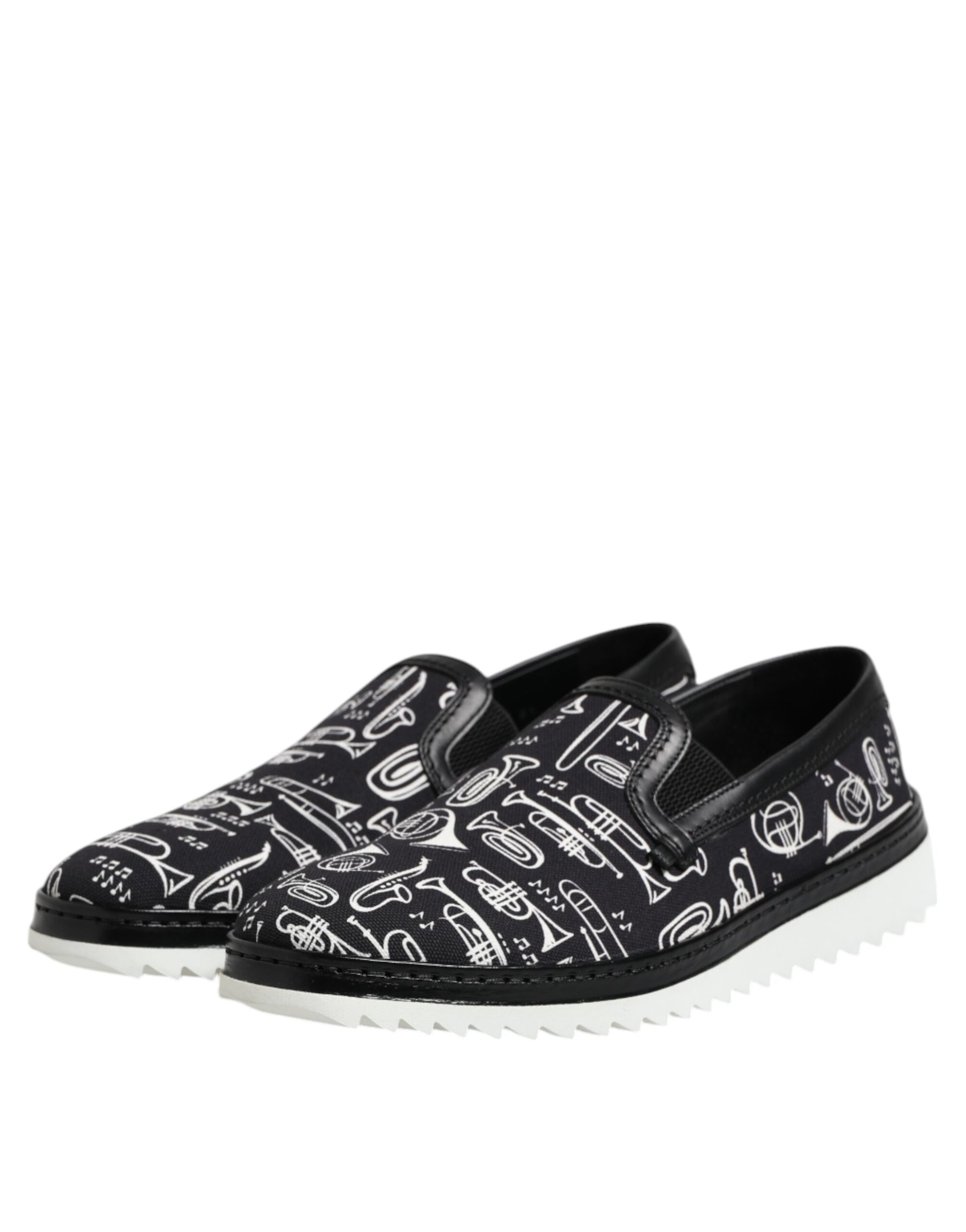 Dolce & Gabbana Black Slip On Printed Men Loafers Shoes Dolce & Gabbana