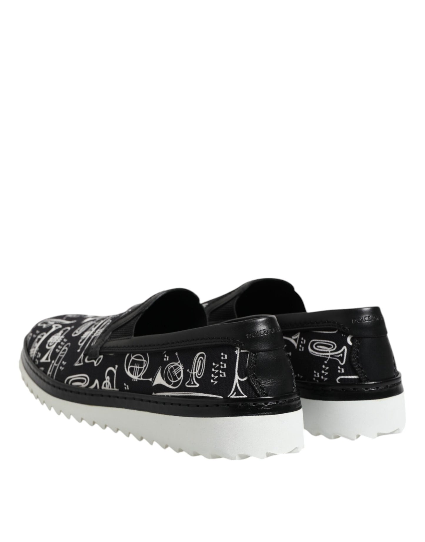 Dolce & Gabbana Black Slip On Printed Men Loafers Shoes Dolce & Gabbana