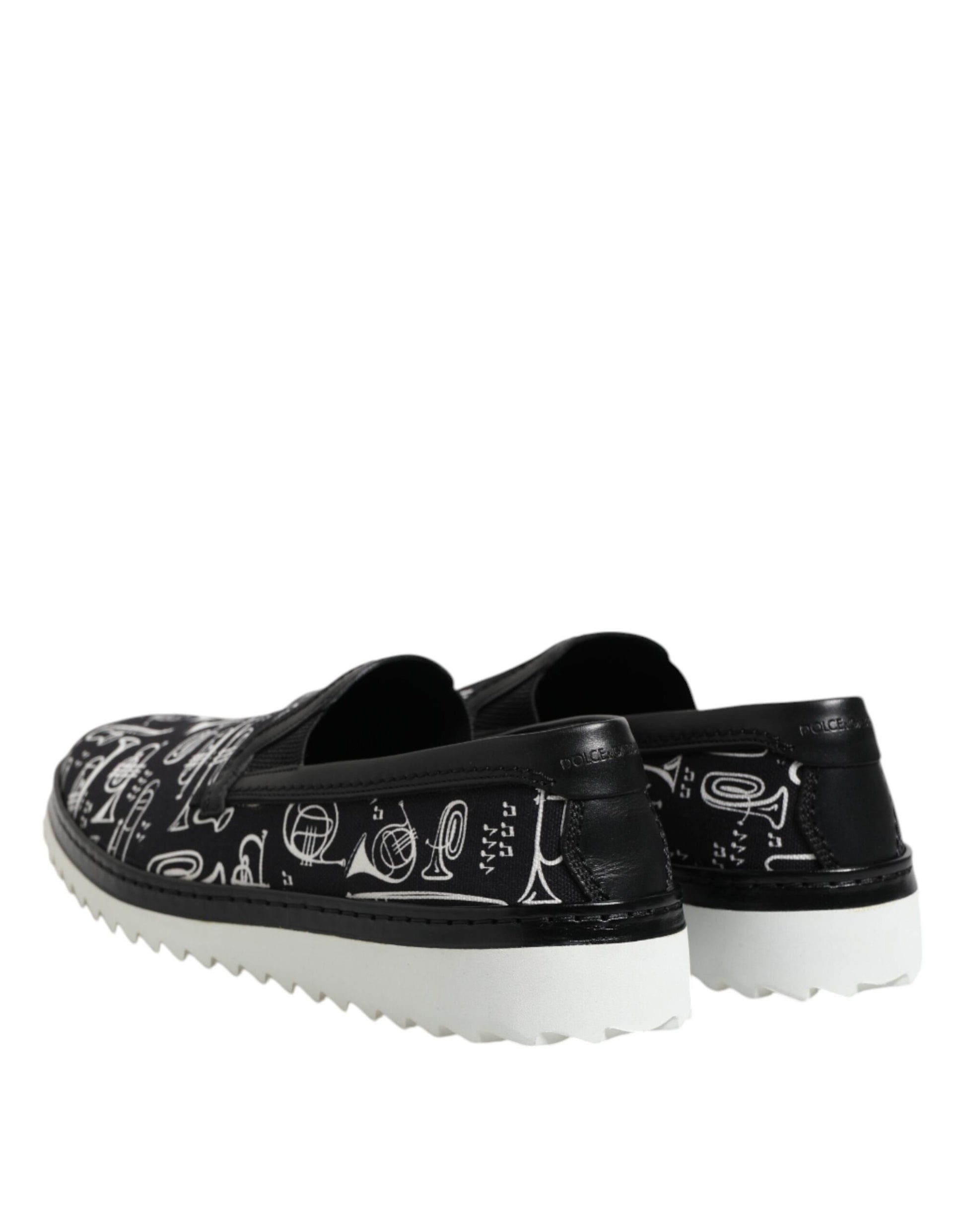 Dolce & Gabbana Black Slip On Printed Men Loafers Shoes Dolce & Gabbana