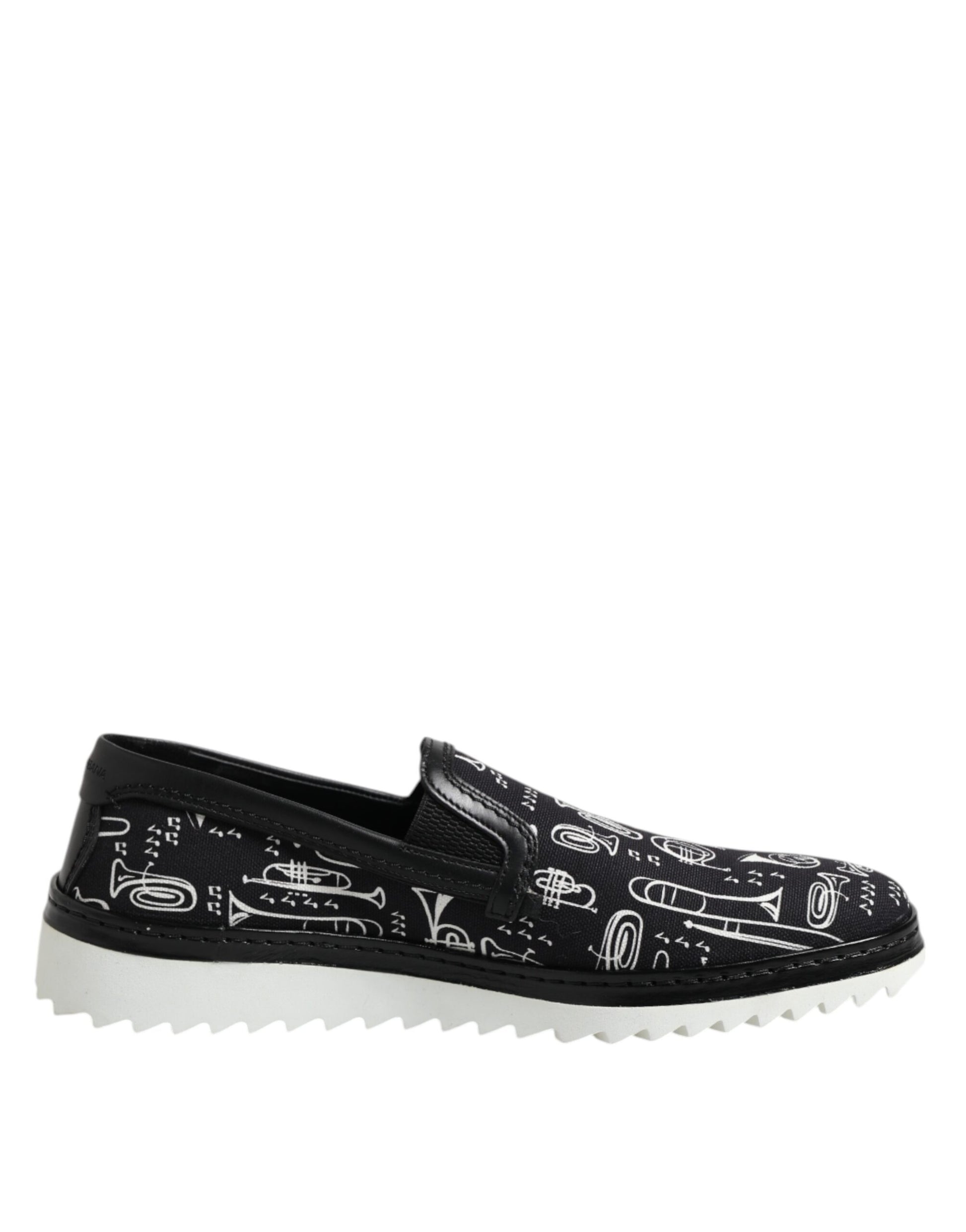 Dolce & Gabbana Black Slip On Printed Men Loafers Shoes Dolce & Gabbana