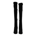 Dolce & Gabbana Black Suede Leather Knee High Boots Shoes