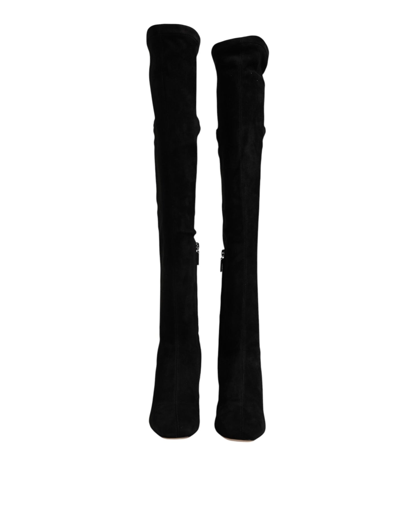 Dolce & Gabbana Black Suede Leather Knee High Boots Shoes Dolce & Gabbana