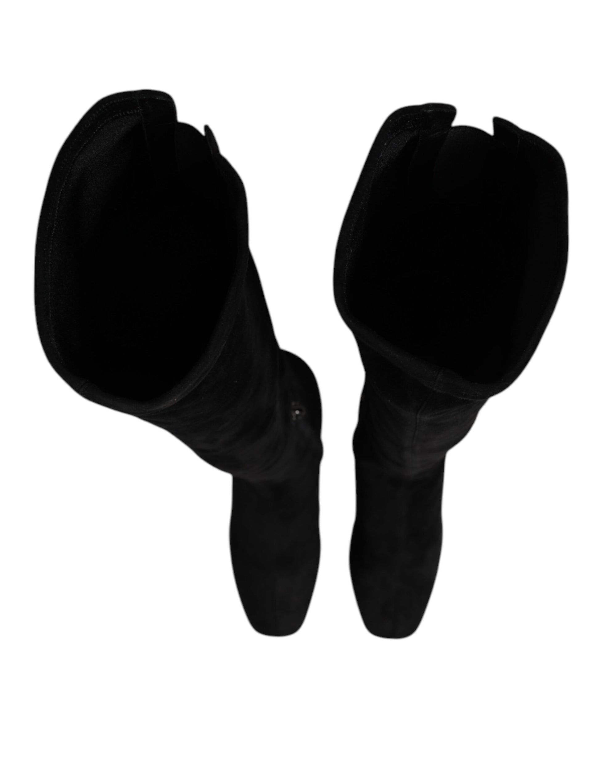 Dolce & Gabbana Black Suede Leather Knee High Boots Shoes Dolce & Gabbana