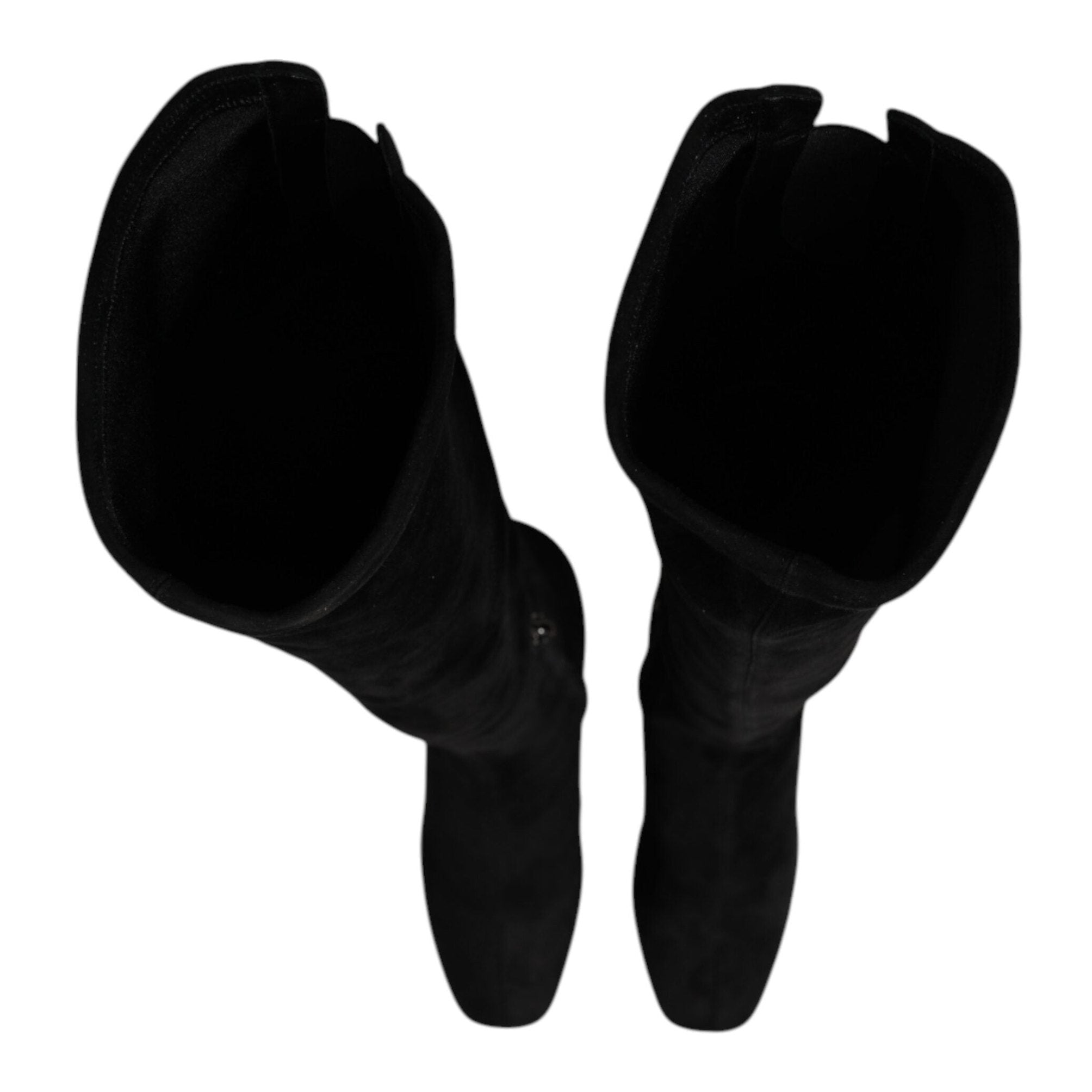 Dolce & Gabbana Black Suede Leather Knee High Boots Shoes