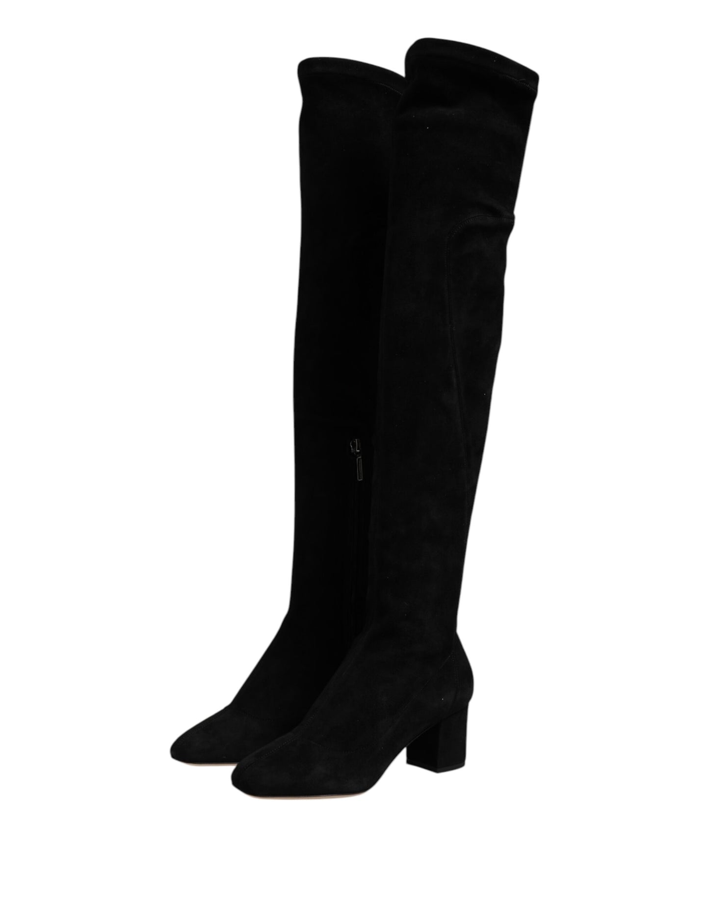 Dolce & Gabbana Black Suede Leather Knee High Boots Shoes Dolce & Gabbana
