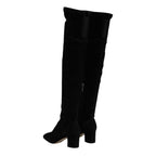 Dolce & Gabbana Black Suede Leather Knee High Boots Shoes